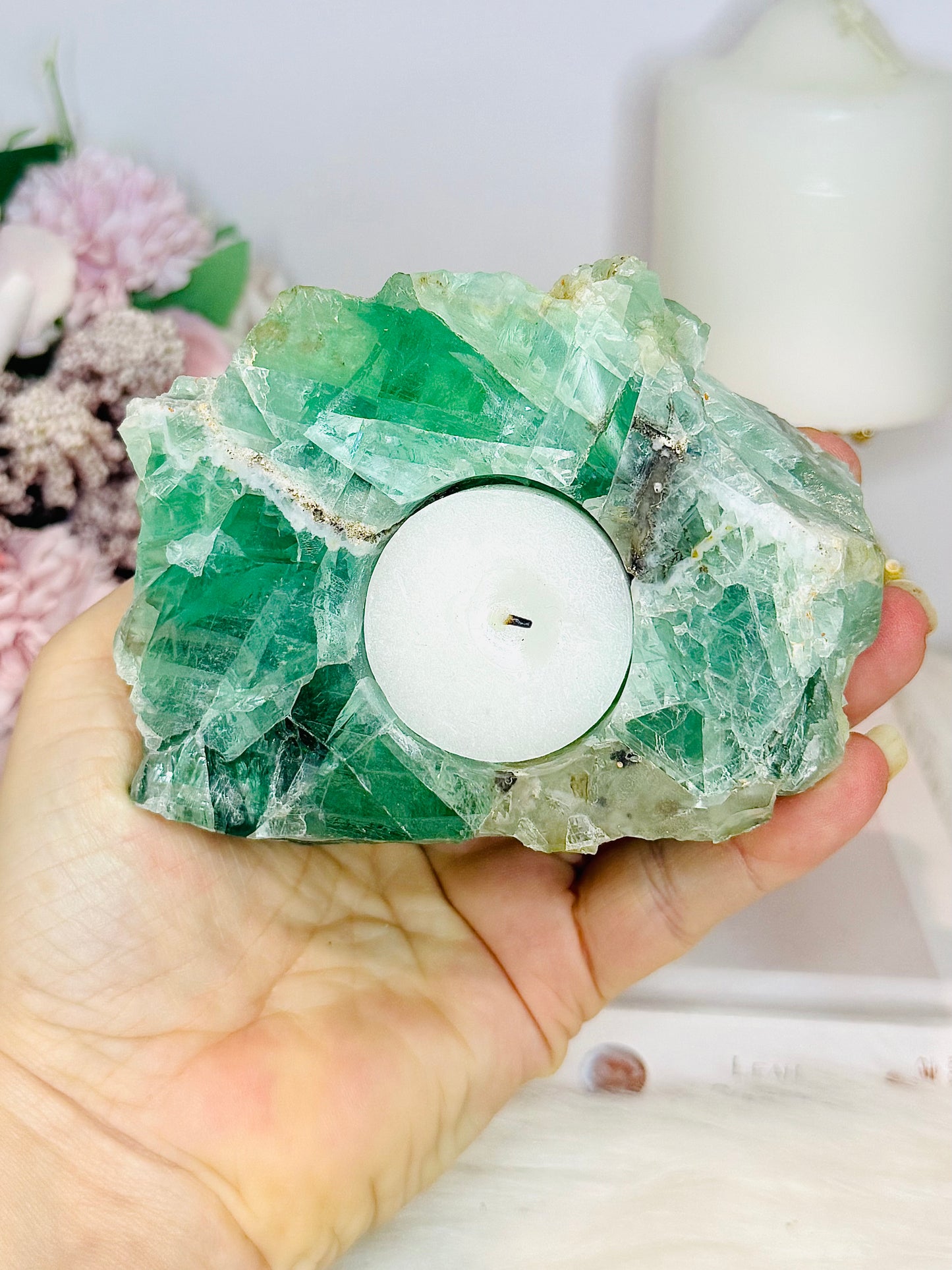 Chunky Green Fluorite Candle Holder 564g