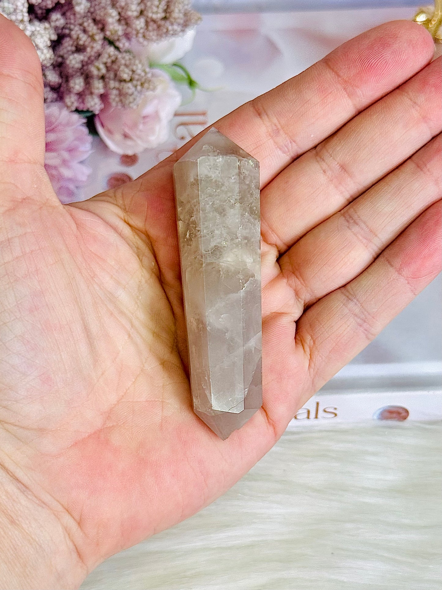 Beautiful Grey Quartz Double Terminated Point 8cm