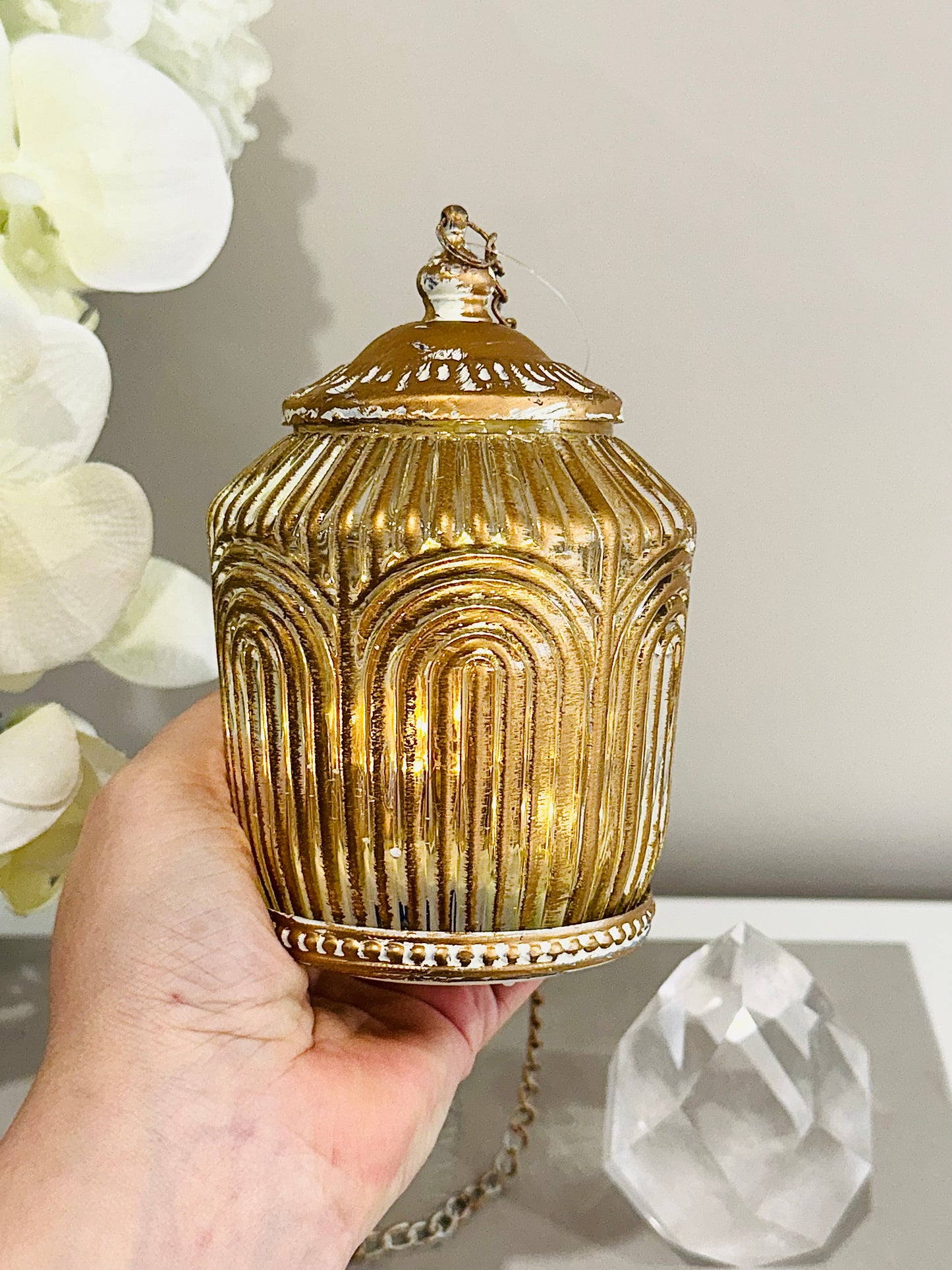 Glass Lantern Led Linear Gold/wash 15cm