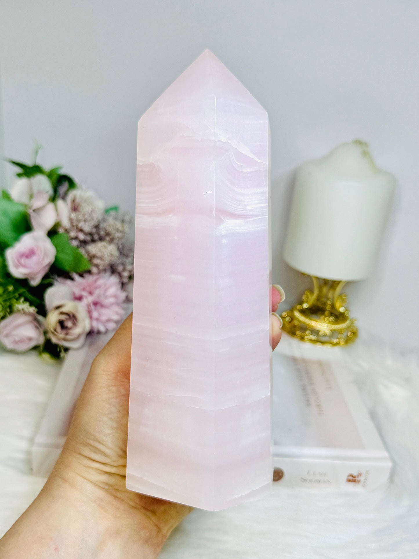 High Grade Large Pink Mangano Calcite (UV Reactive) Tower | Generator 19cm 1.2KG