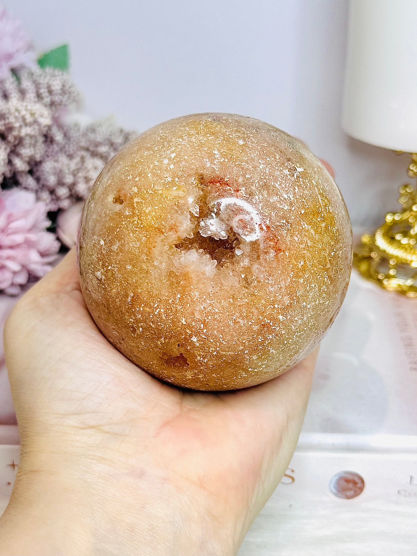 Large Druzy Pink Amethyst Sphere on Stand 602g