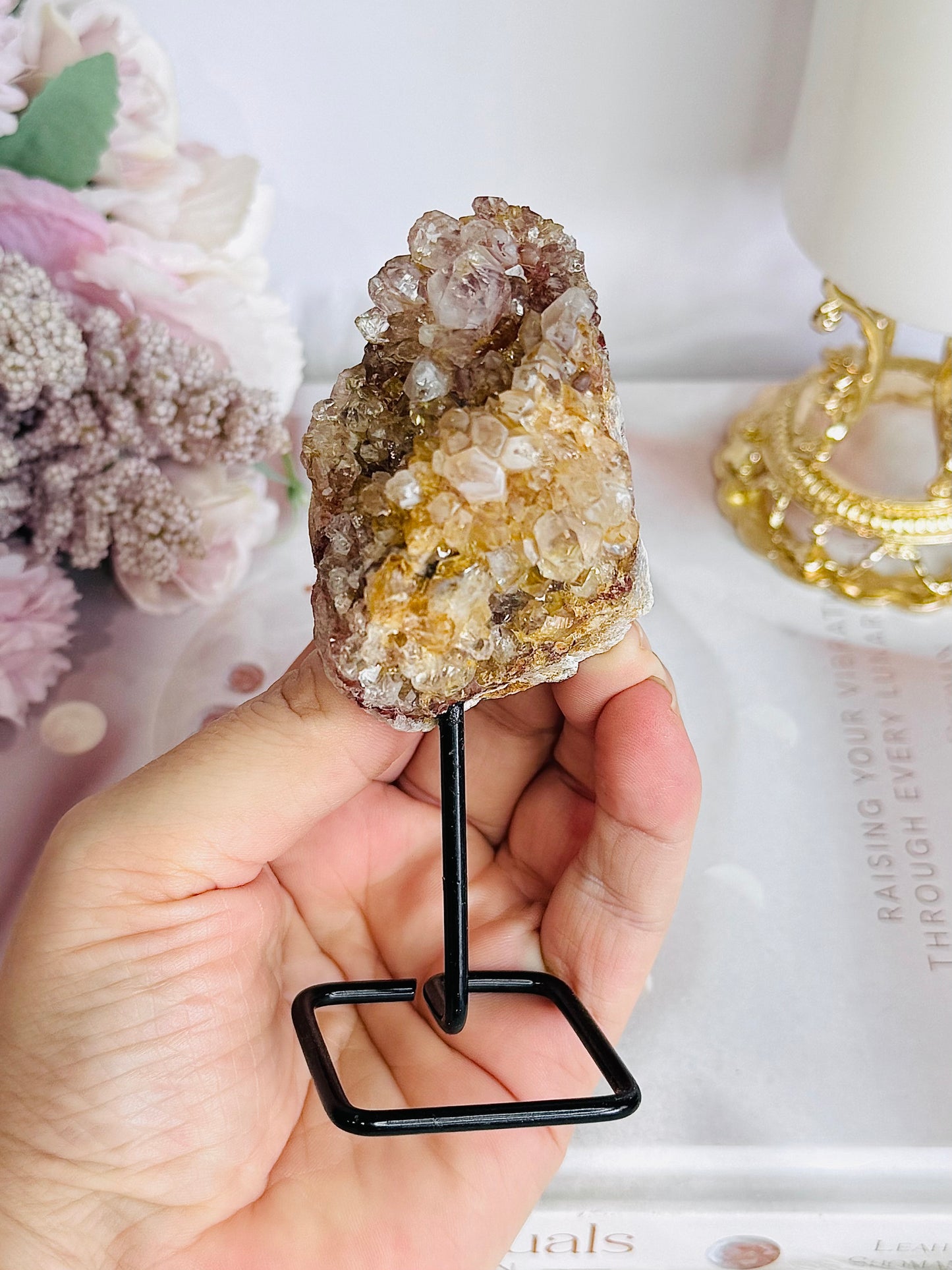 Pink Amethyst Natural Geode Cluster On Stand