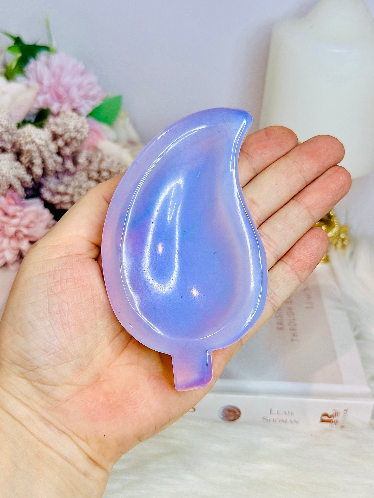 Pink Opalite Leaf Bowl 11cm
