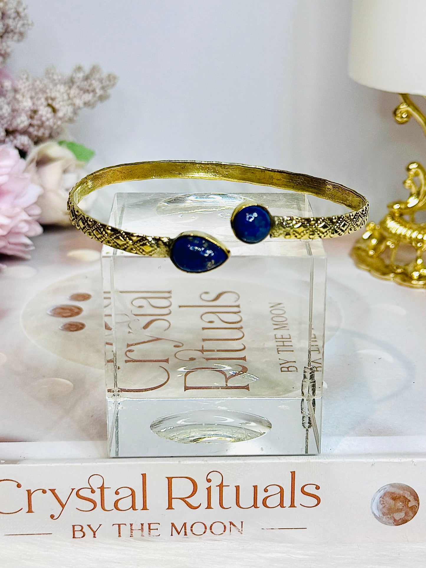 Lapis Lazuli Brass Cuff Bangle