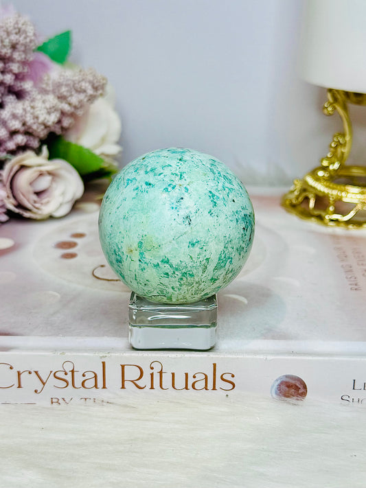 A Rare Stone ~ Genuine Inca Turquoise Sphere 5cm On Stand