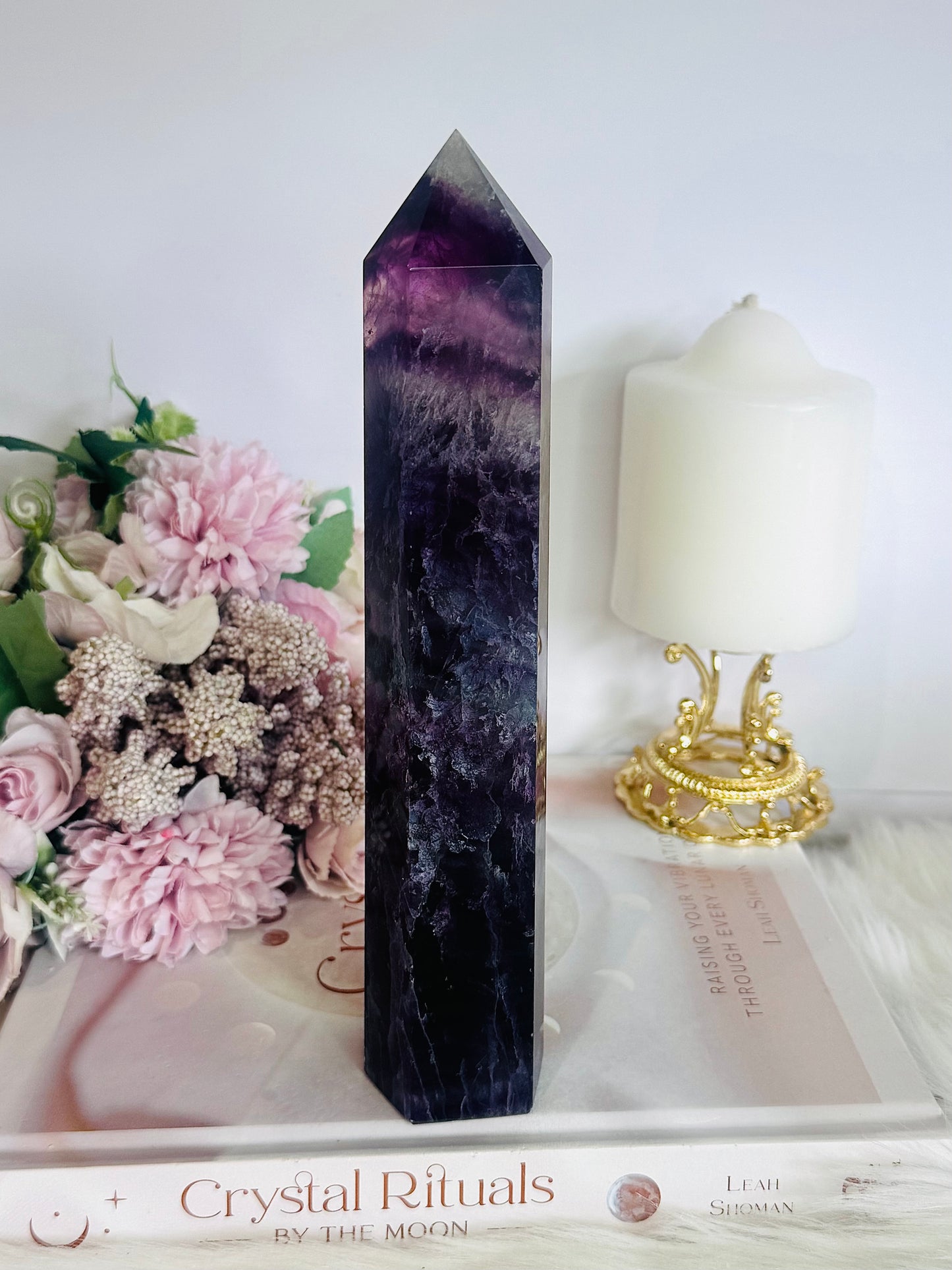 High Grade Large Chunky 21.5cm Fluorite Tower | Generator