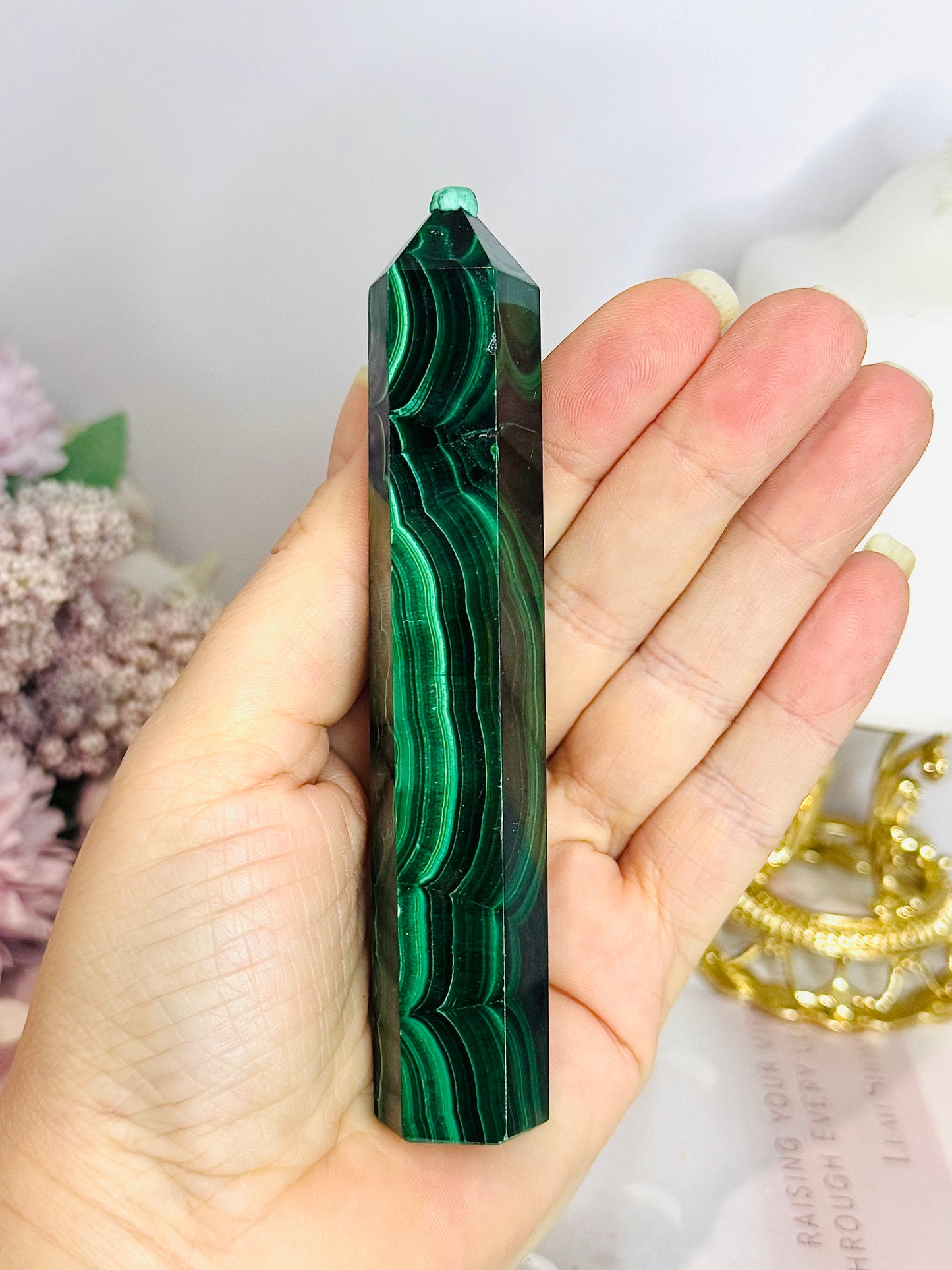 AAA High Grade Natural Malachite Tower From Congo 12cm