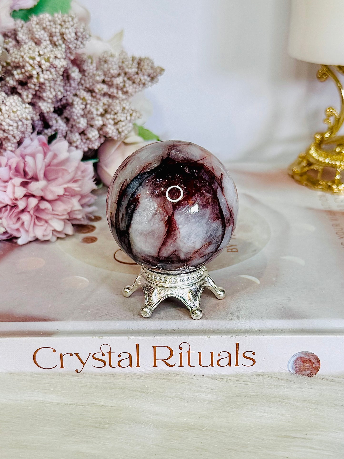 Fire Quartz Sphere On Stand 142grams