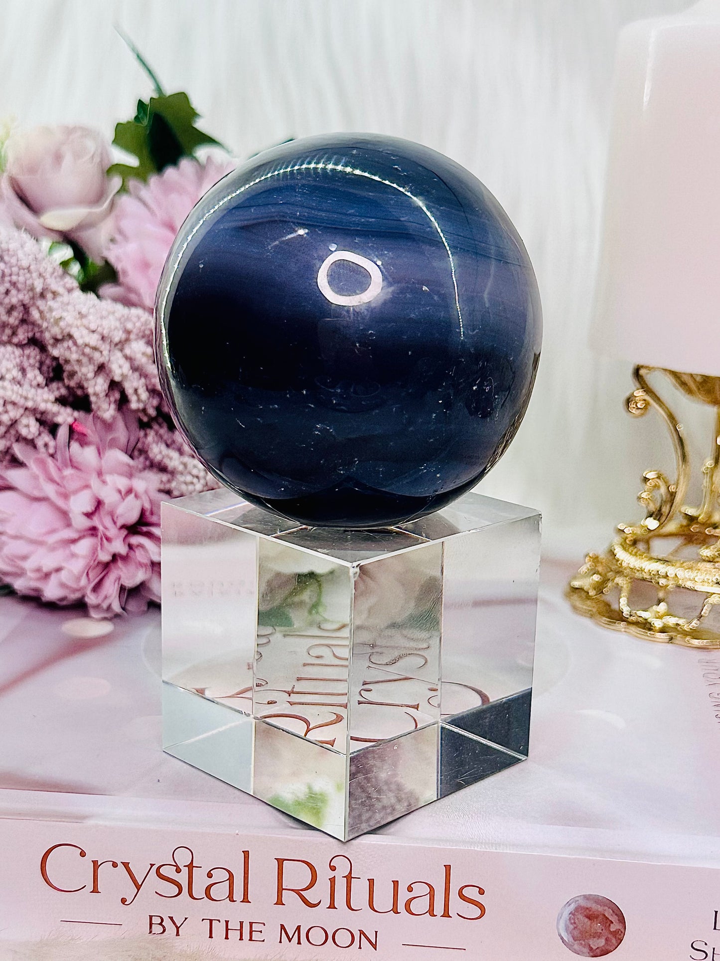 Stunning Large 439gram Druzy Agate Sphere on Stand From Brazil (Stand in pic is display only) $110 x