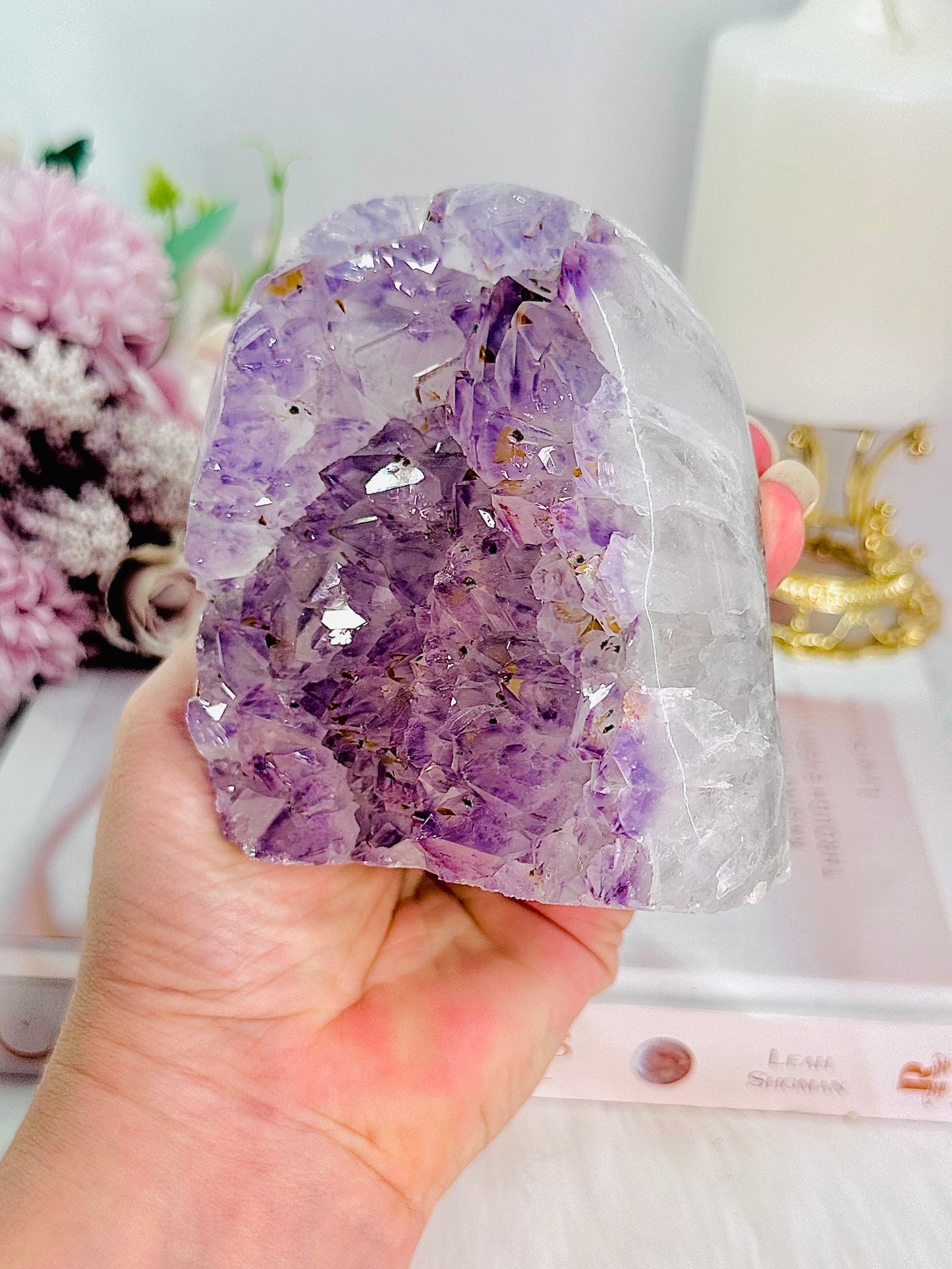 Protection From Negativity & Stress ~ Absolutely Gorgeous Light Purple 741gram Base Cut Druzy Amethyst Cluster From Uruguay