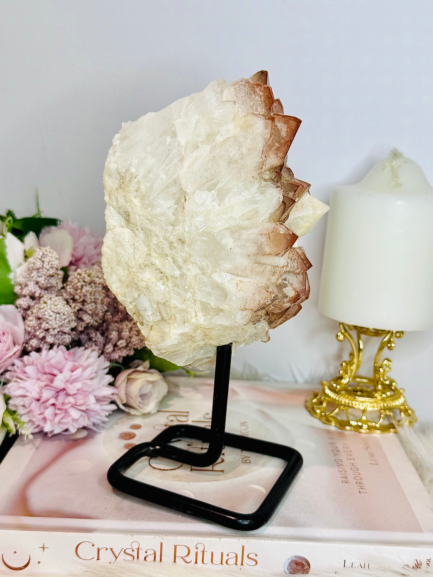 ⚜️ SALE ⚜️ Large Natural Pink Lithium Cluster on Stand 1.08KG 20cm