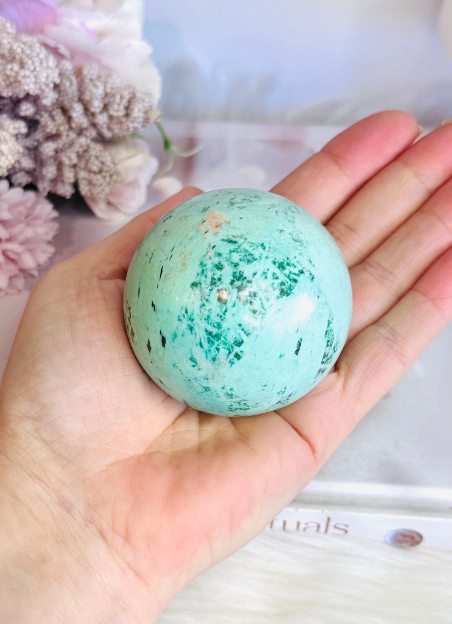A Rare Stone ~ Genuine Inca Turquoise Sphere 243grams On Stand