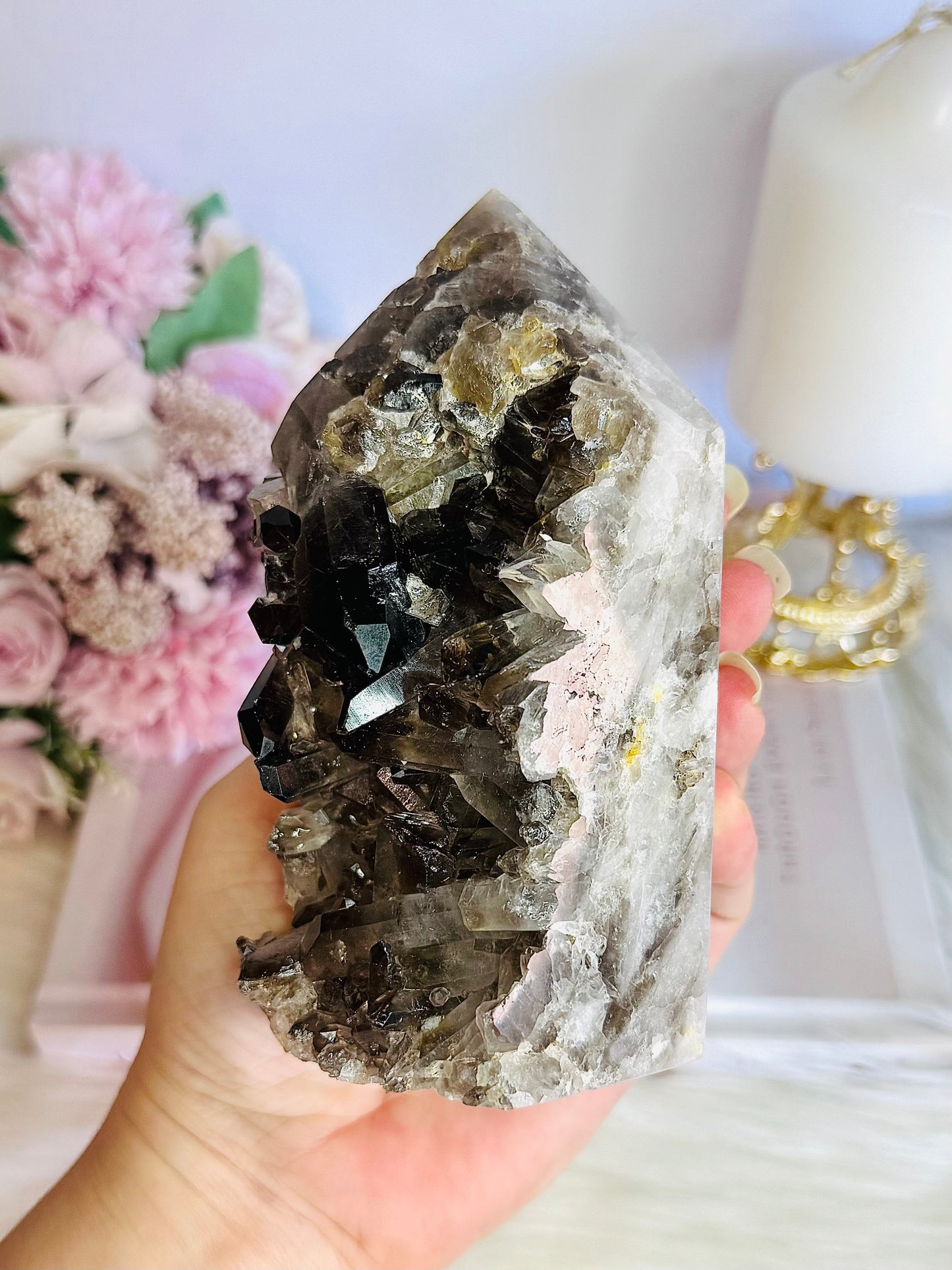 Smokey Quartz Cluster Tower 14cm 781grams From Brazil