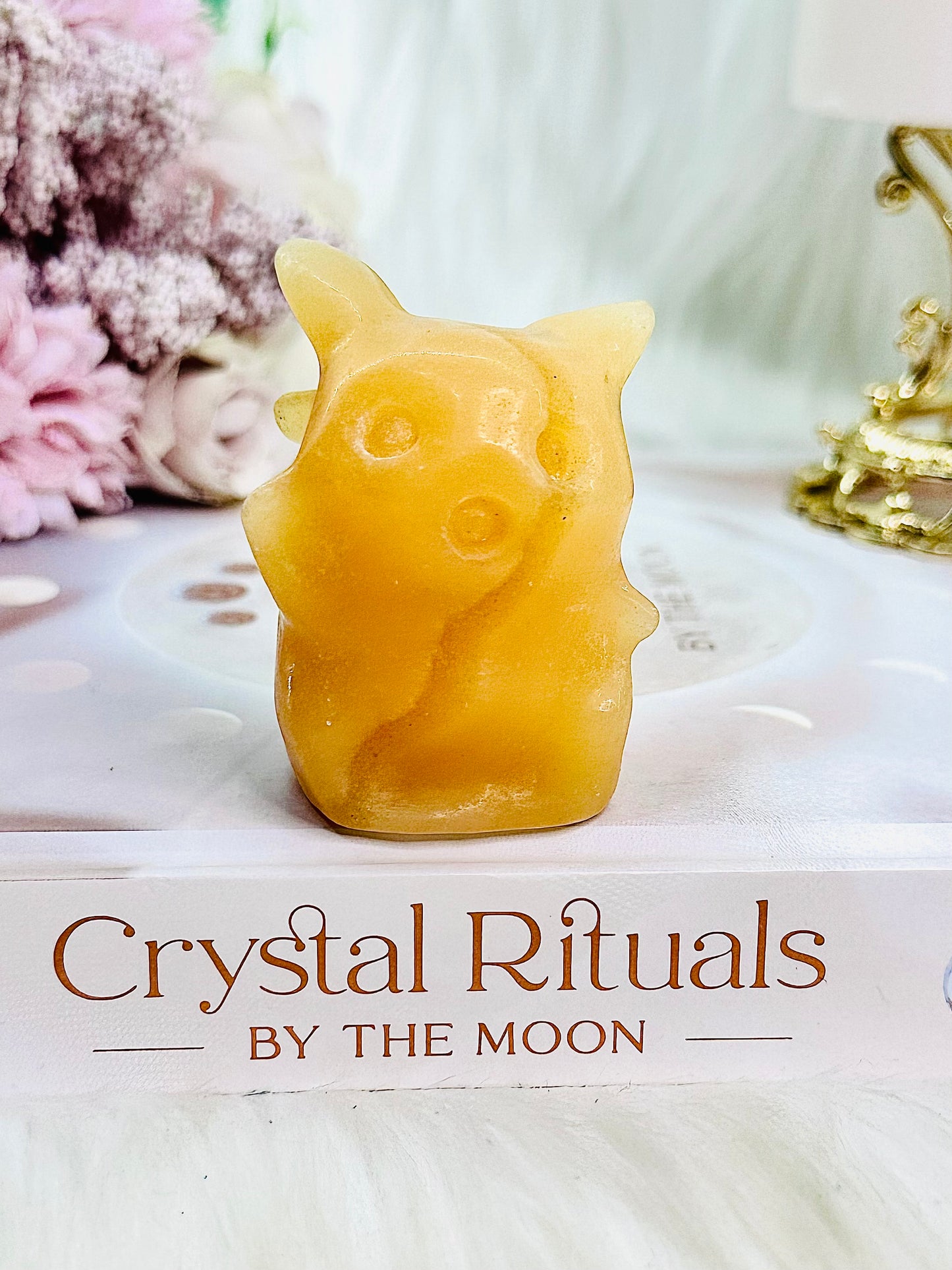 Cute Orange Calcite Pikachu Carving