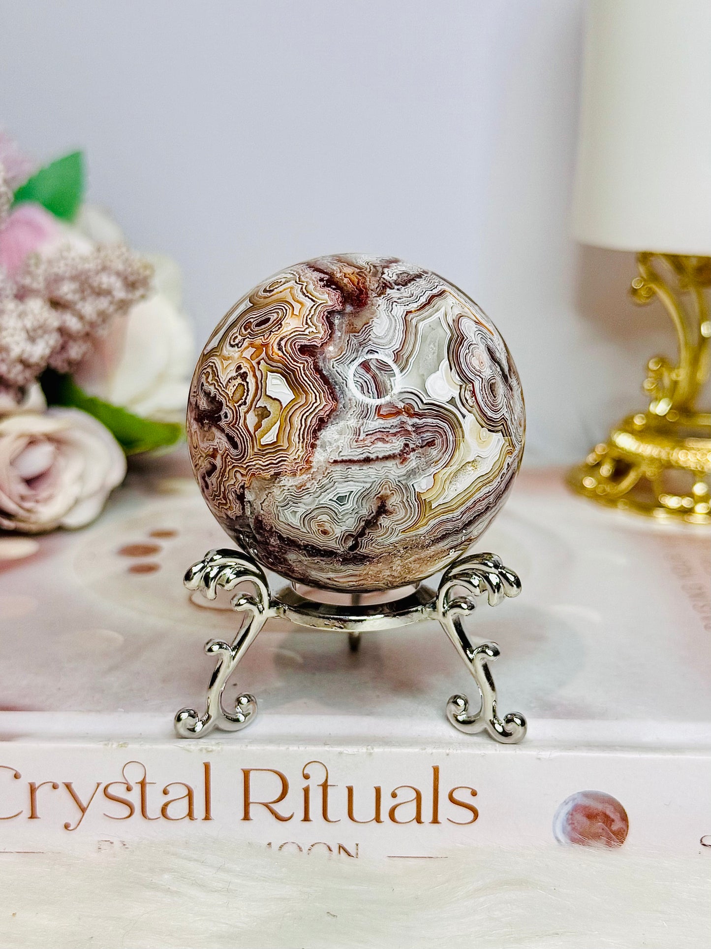 Mexican Lace Agate Sphere On Stand 198g