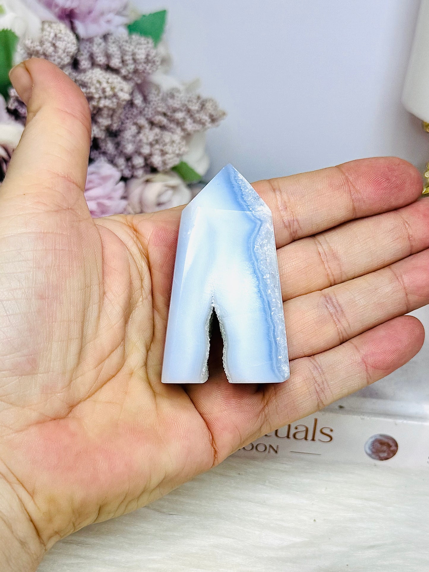 Blue Lace Agate Druzy Tower 6cm