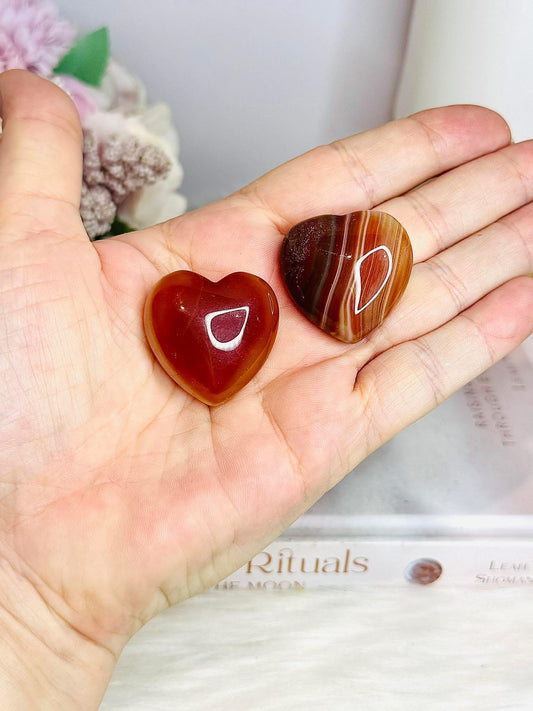 Set of 2 Carnelian Hearts