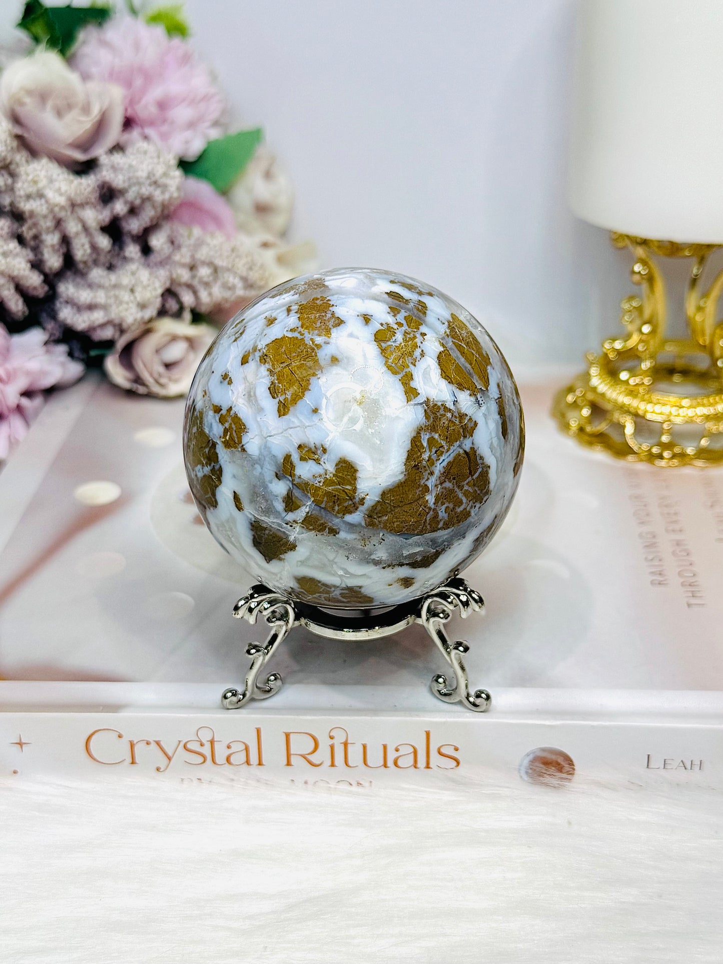 Large Brecciated Jasper Sphere on Stand 388g