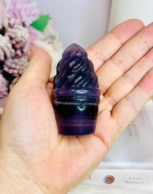 Purple Fluorite Carved Ice Cream 7cm