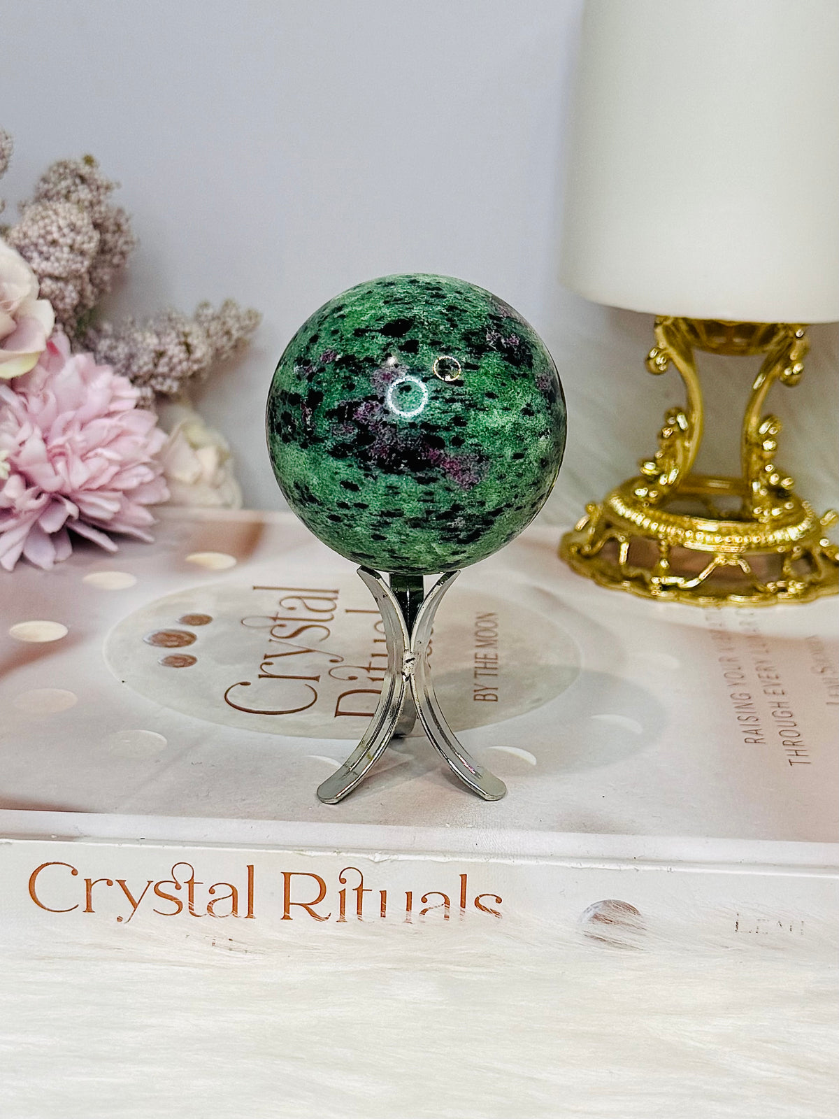 Ruby Zoisite Sphere on Stand 213g
