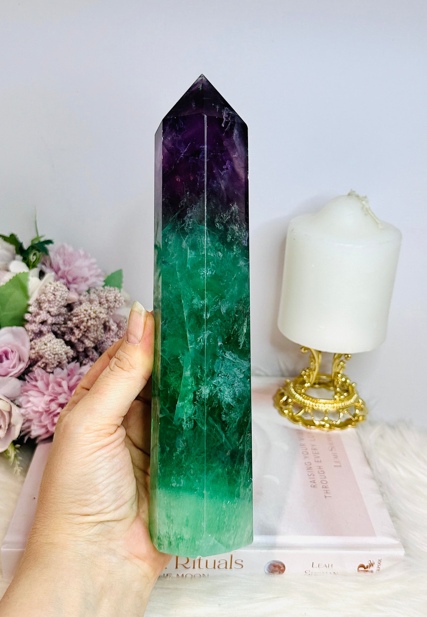 Large Watermelon Fluorite Chunky Tower 22cm 904g