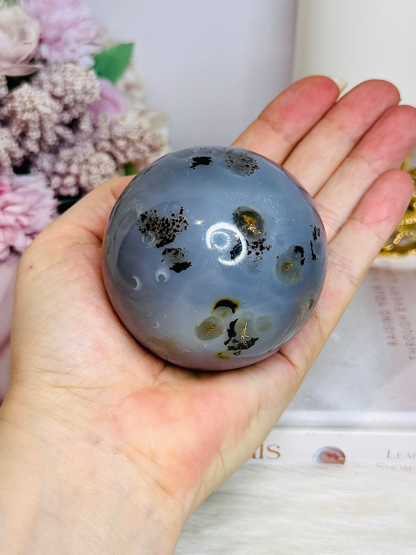 Large Agate Sphere On Stand 381g