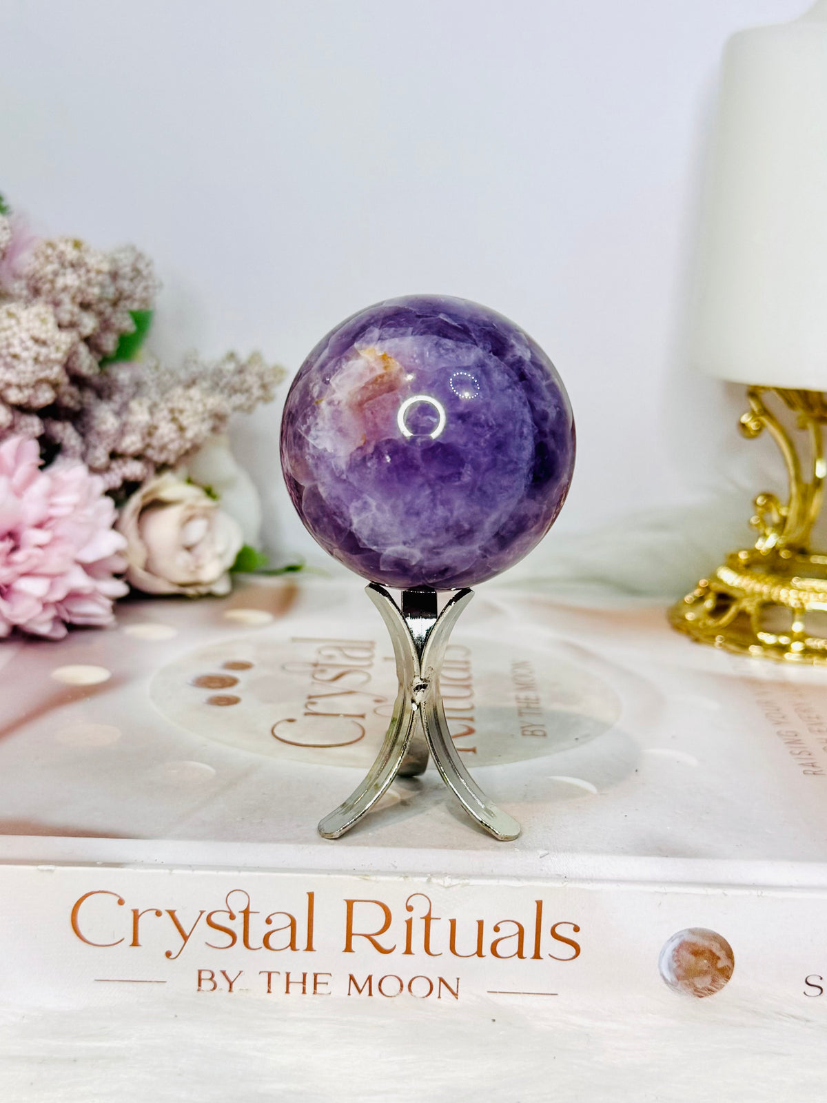 Crazy Lace Amethyst Sphere on Stand 138g