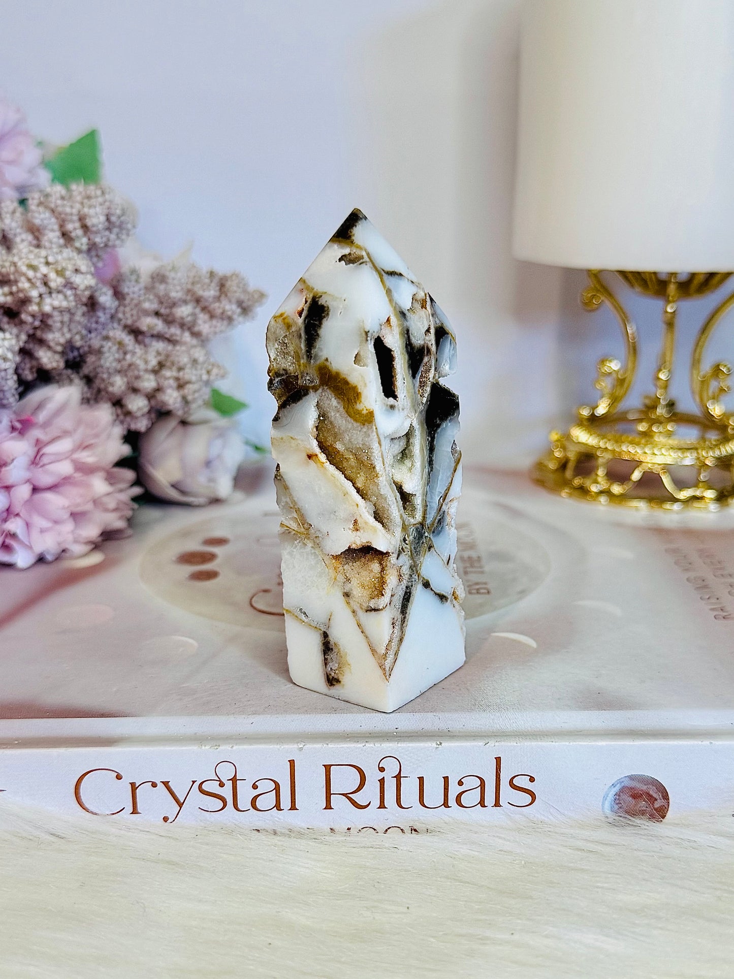 White Druzy Sphalerite Tower 8.5cm