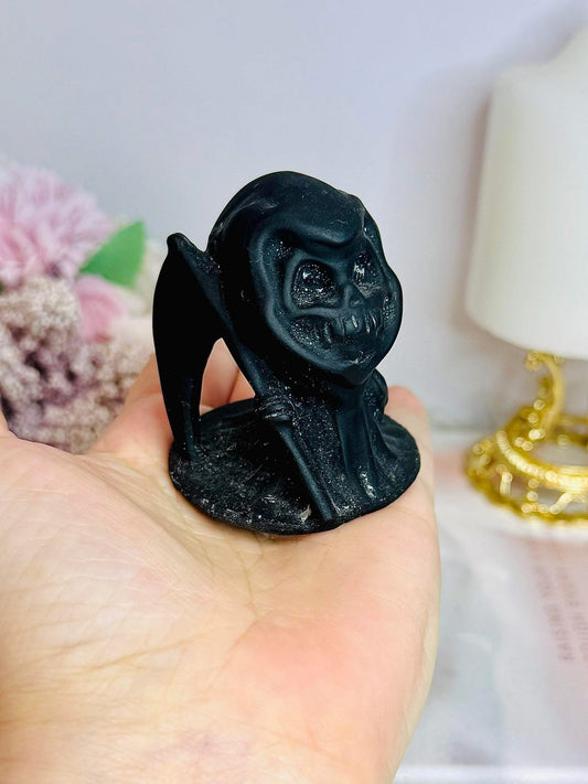 Black Tourmaline Carved Grim Reaper