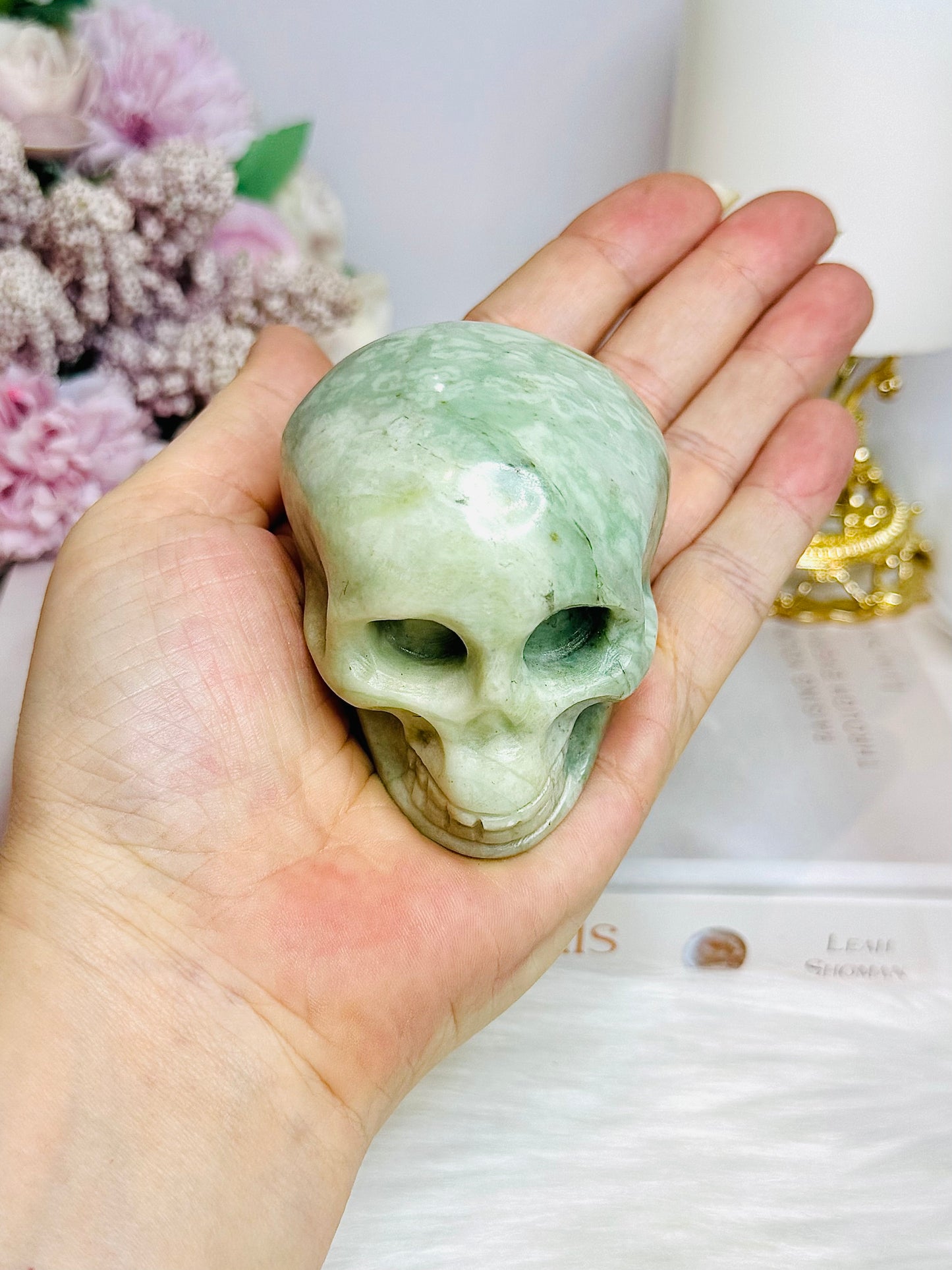 Green Jade Skull 270g 7cm
