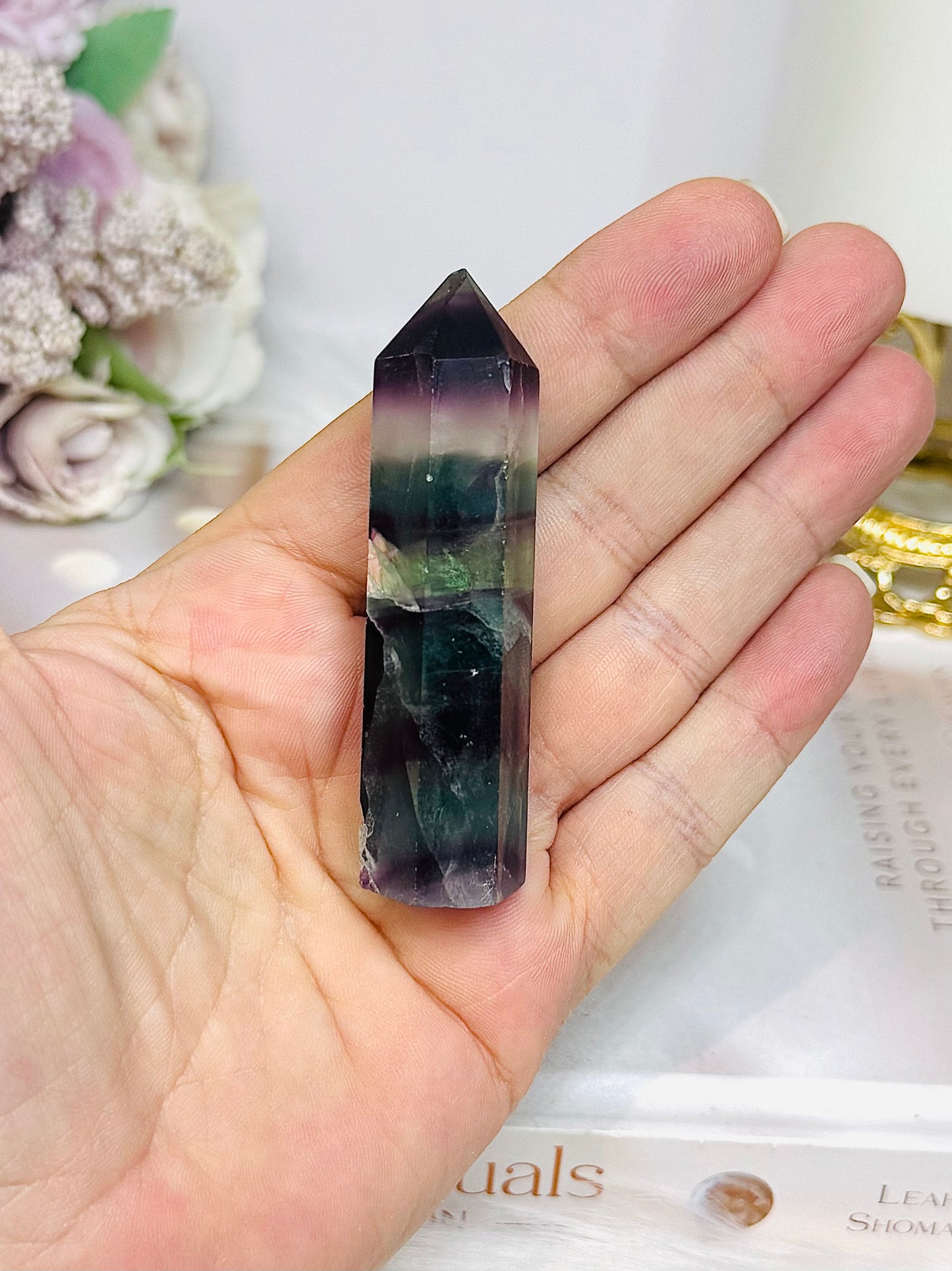 Rainbow Fluorite Tower 7cm (slight chip on tip)