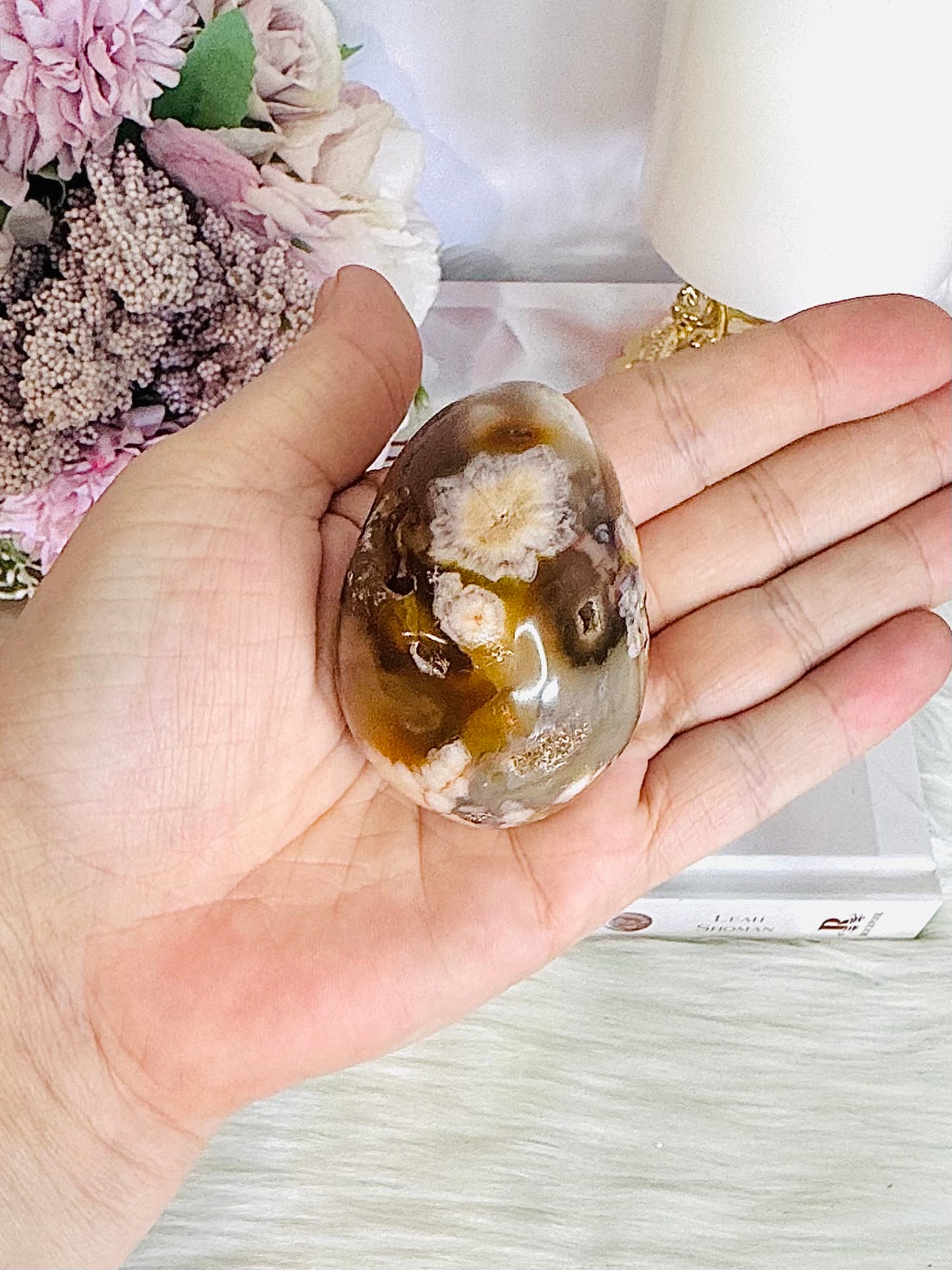 Flower Agate Egg 6.5cm