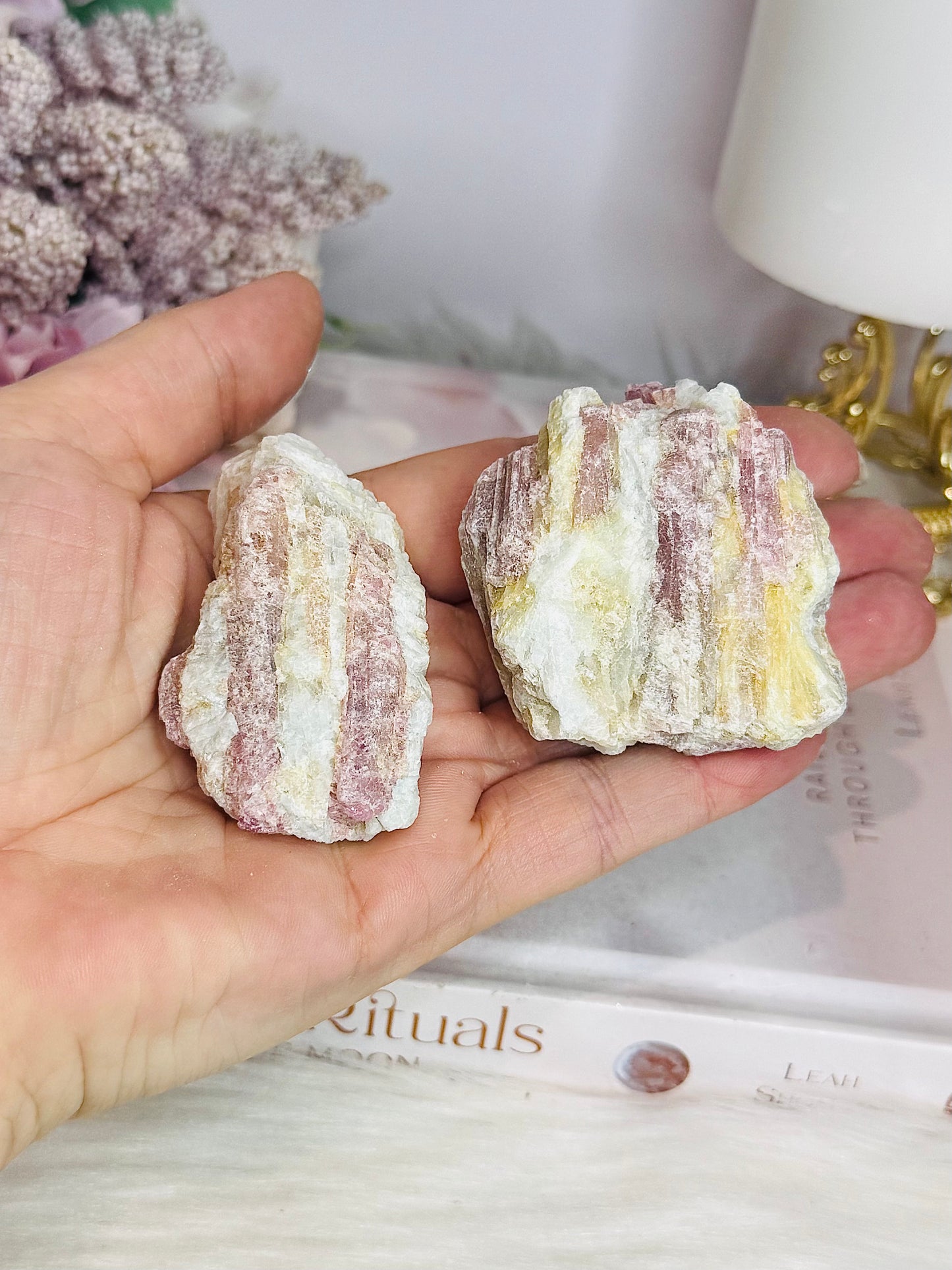 Set of 2 Natural Pink Tourmaline Specimen 150g