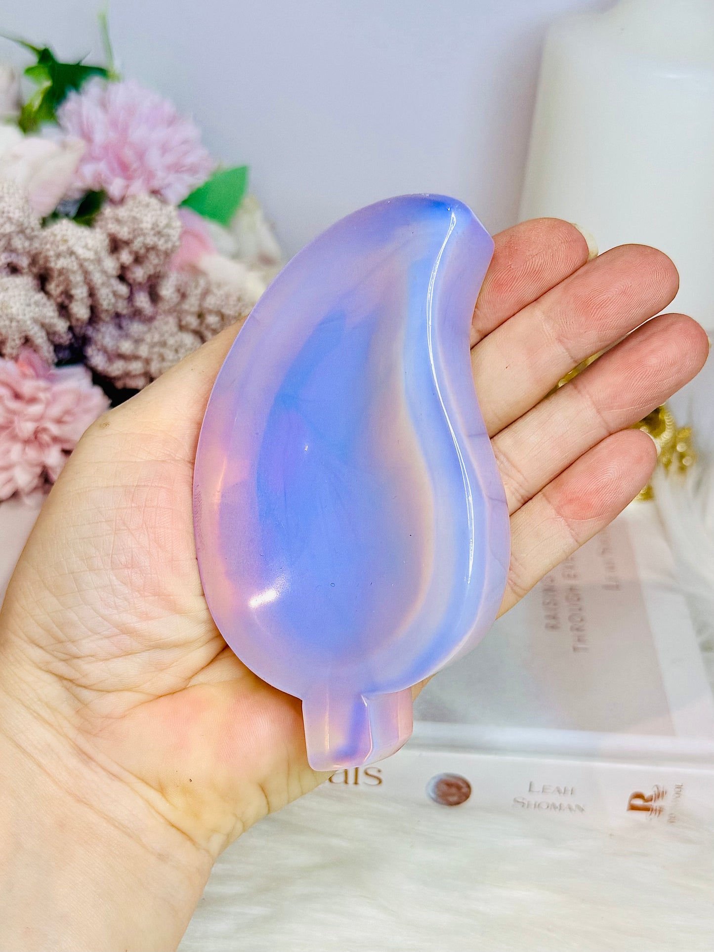 Pink Opalite Leaf Bowl 11cm