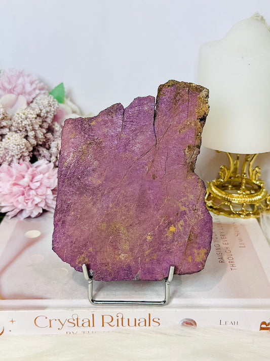 Large Natural Purpurite Slab on Stand 480g