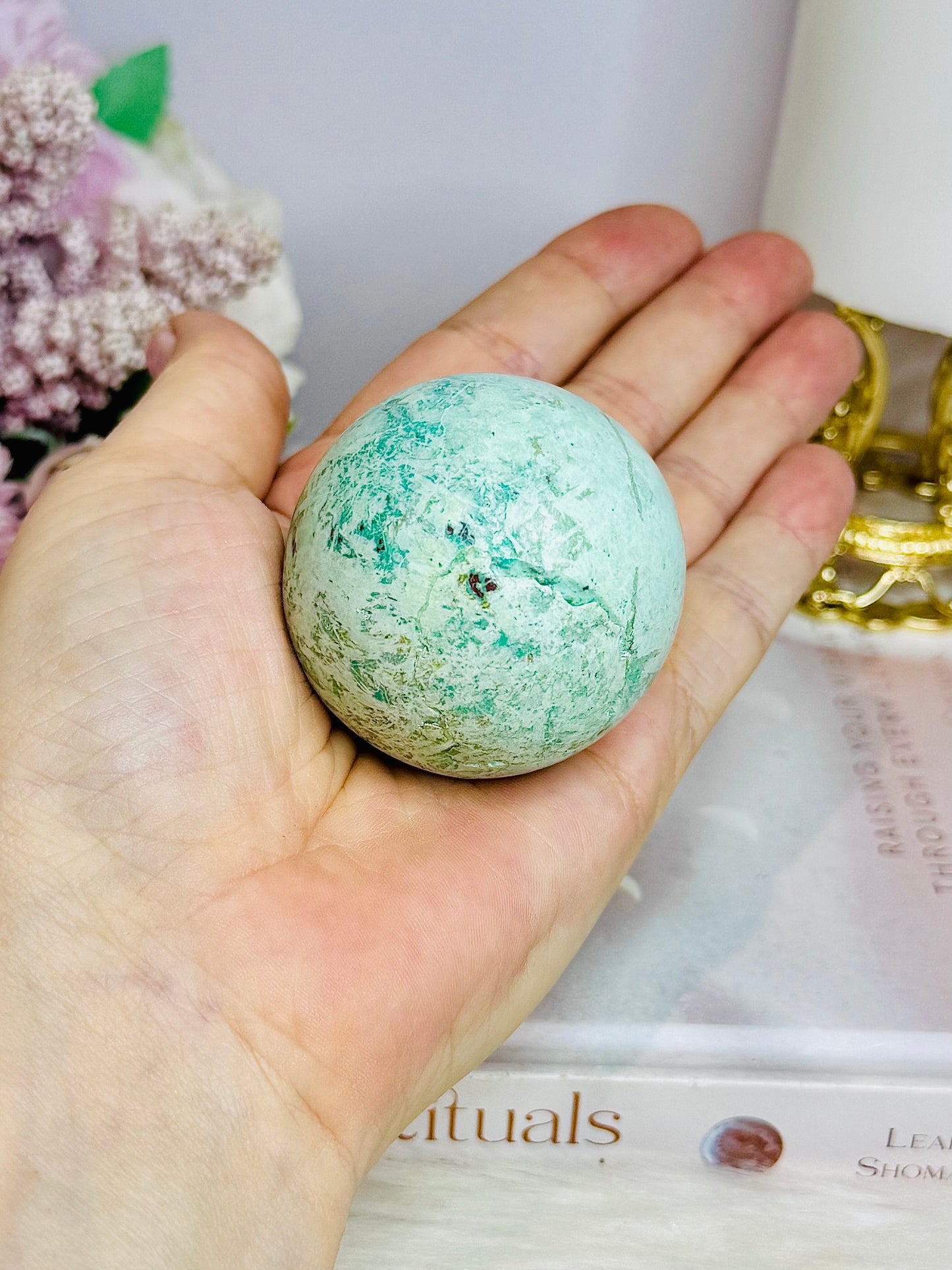 A Rare Stone ~ Genuine Inca Turquoise Sphere 5cm On Stand