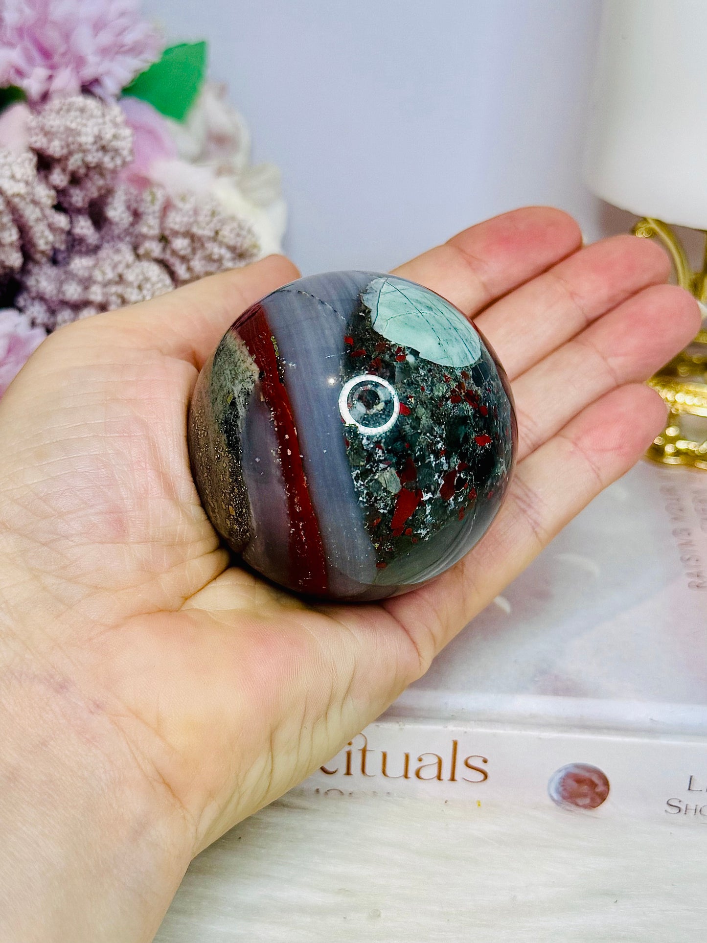 Bloodstone Sphere on Stand 255g
