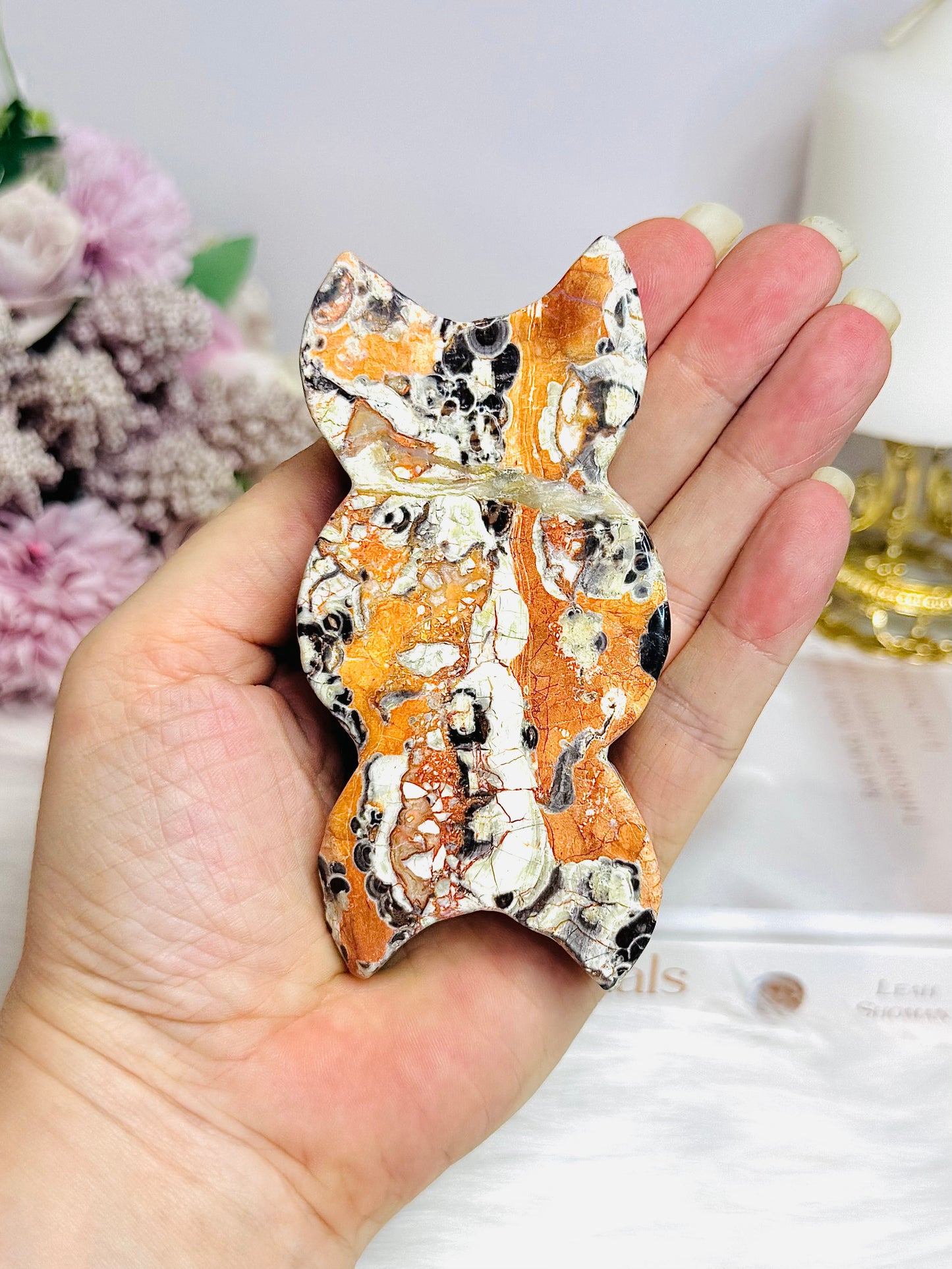 Triple Goddess Moon Money Agate Carving 10cm