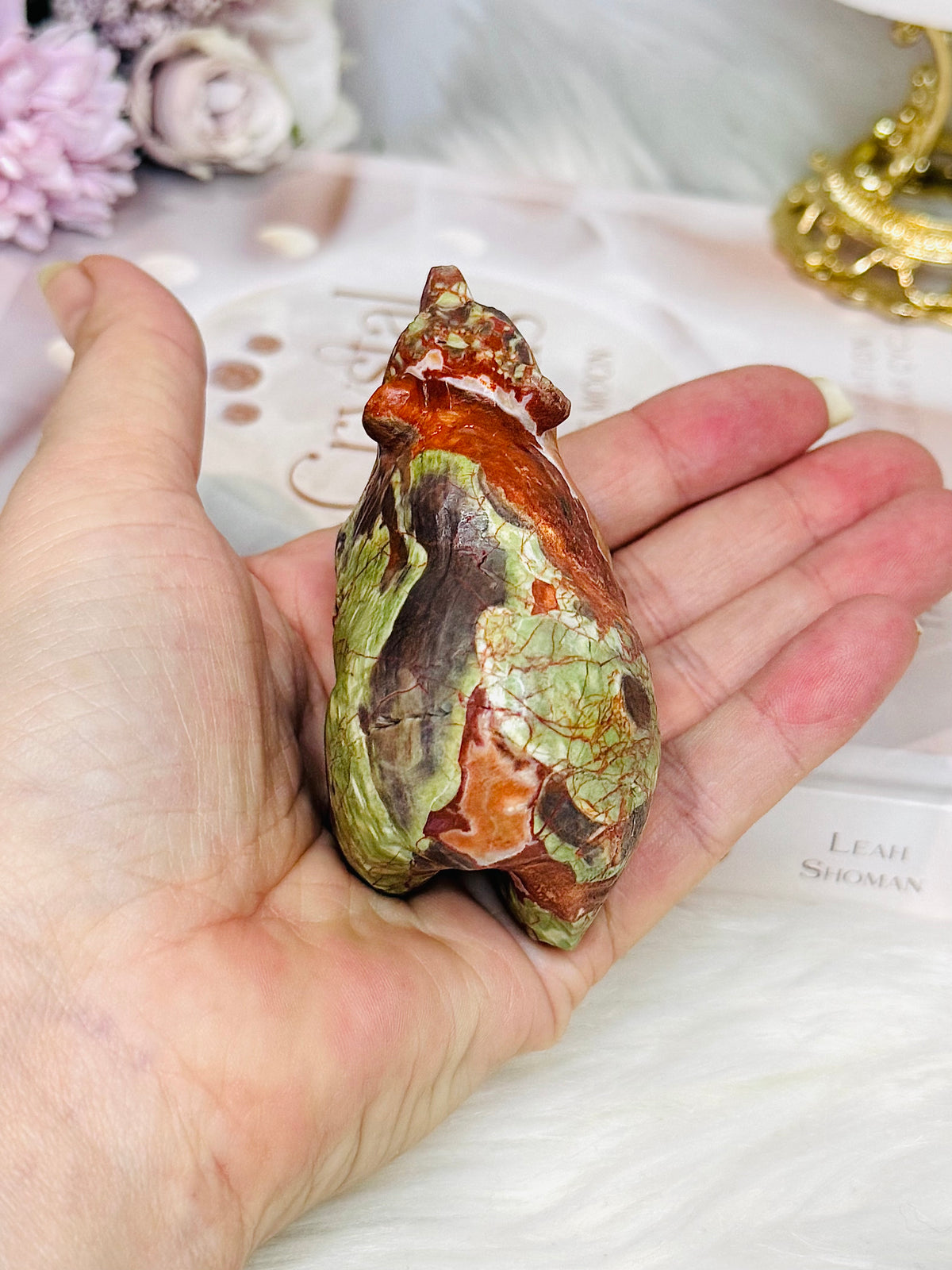 Money Agate Carved Bear 8cm