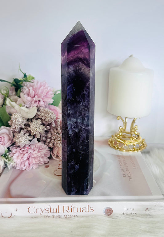 High Grade Large Chunky 21.5cm Fluorite Tower | Generator