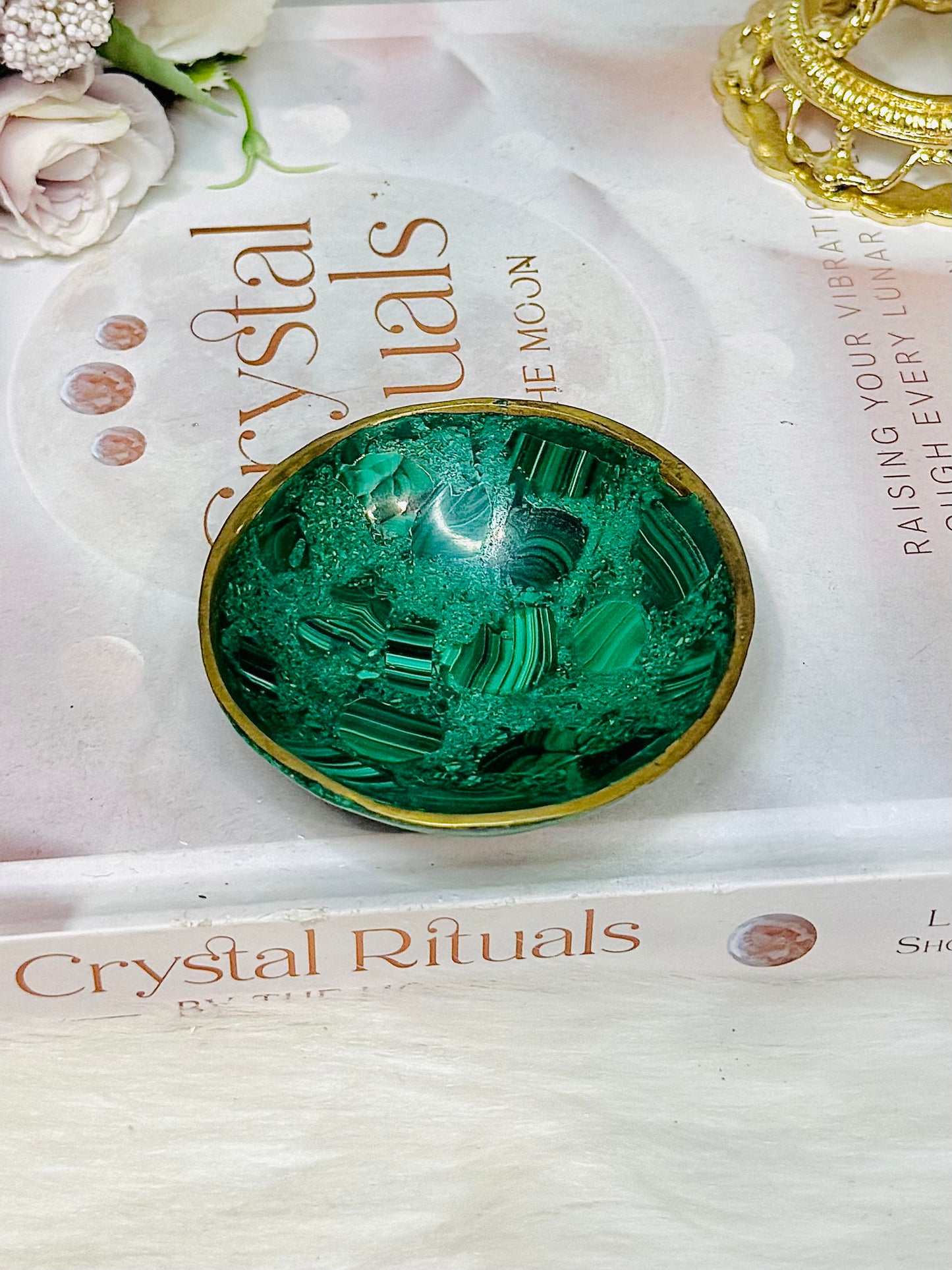 AAA Grade Malachite Carved Bowl 7.5cm