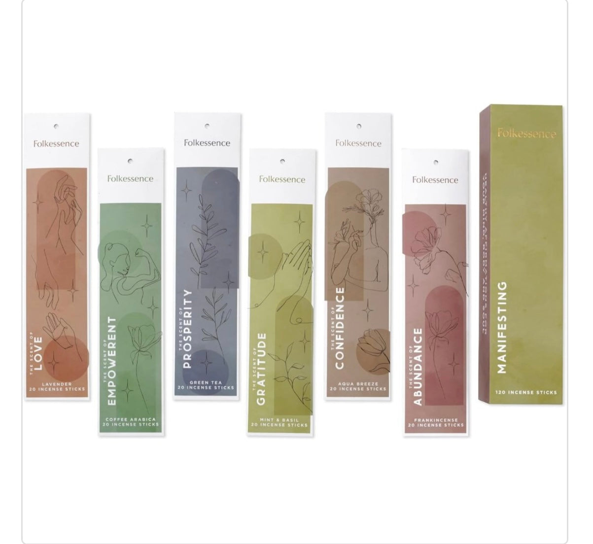 The Full Collection ~ Incense Gift Pack - Manifesting 120 Sticks Love, Empowerment, Prosperity, Gratitude, Confidence, Abundance & Manifesting