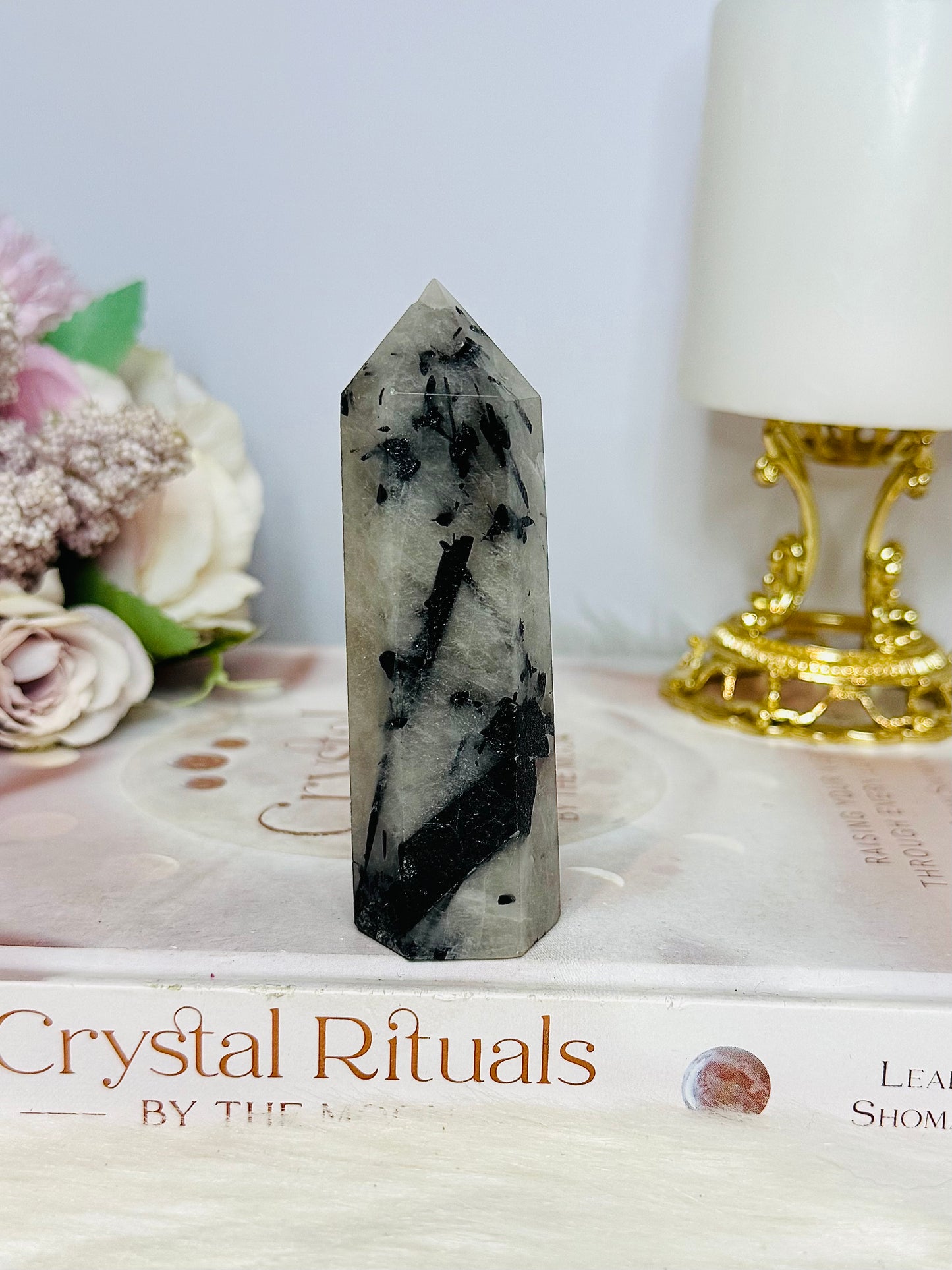 Black Tourmaline In Quartz Chunky Tower 9cm