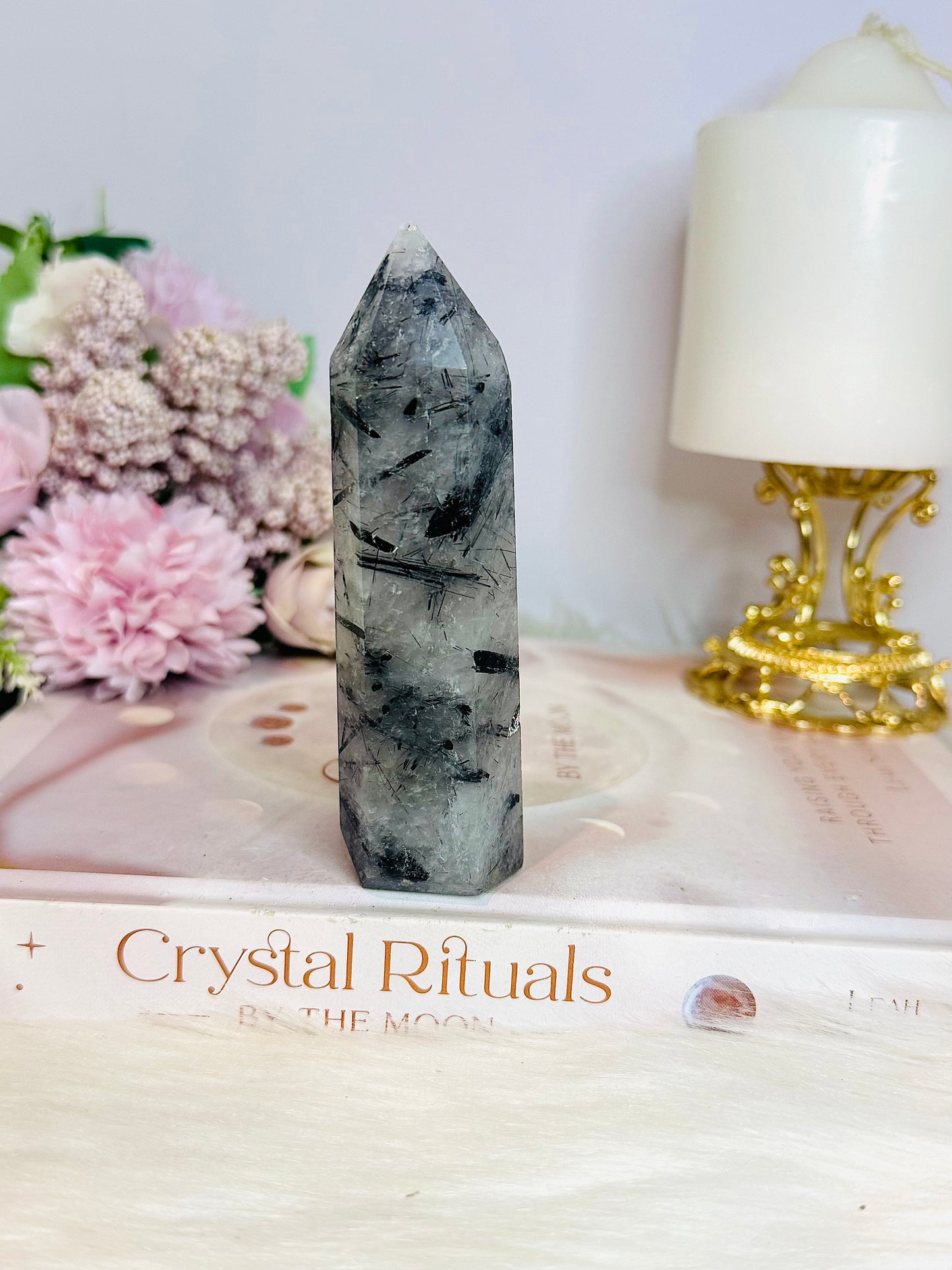 Black Tourmaline In Quartz Tower 11cm
