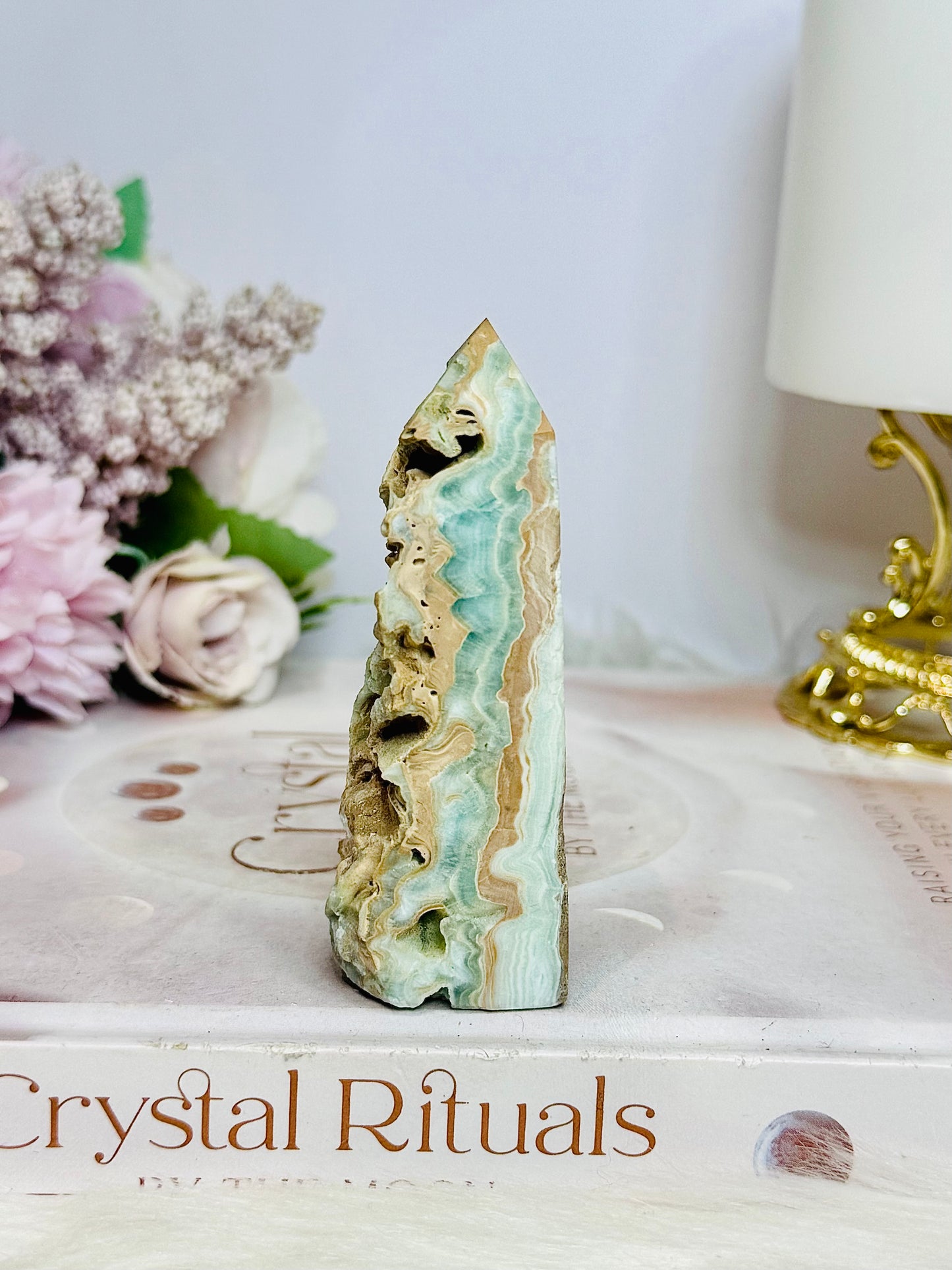 Blue Caribbean Calcite Druzy Tower 8cm