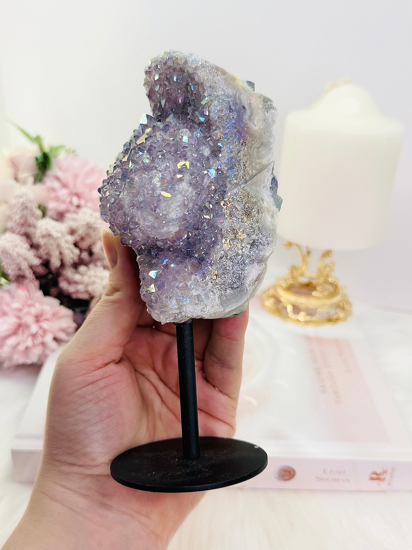 Large Angel Aura Amethyst Cluster on Stand From Brazil 16cm