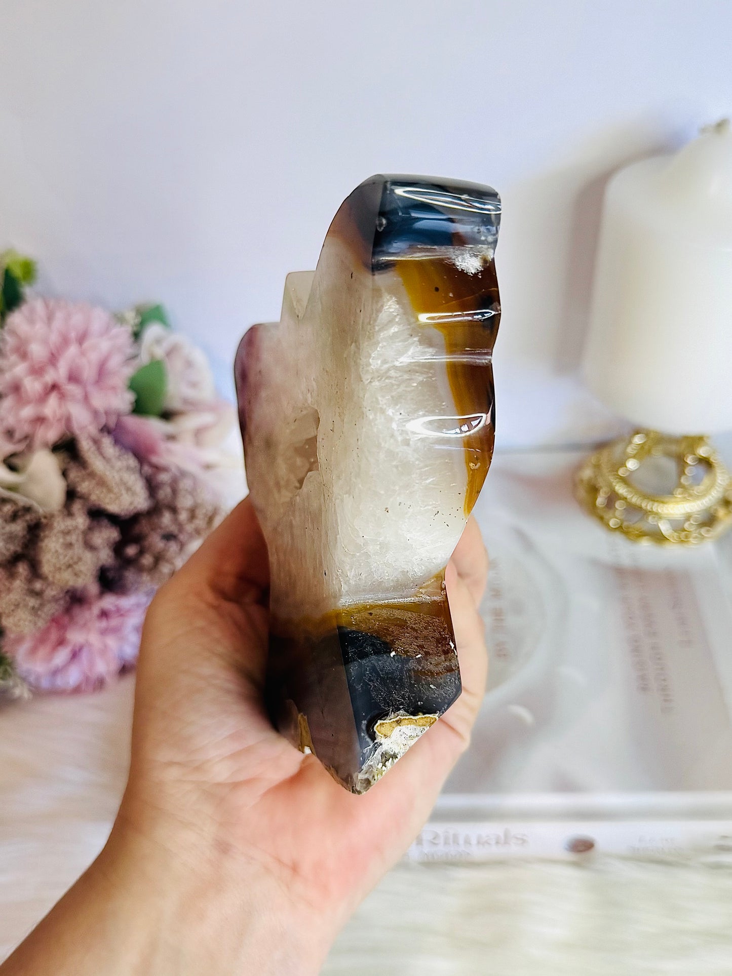 Large Chunky Druzy Agate 11.5cm 584gram Carved Butterfly
