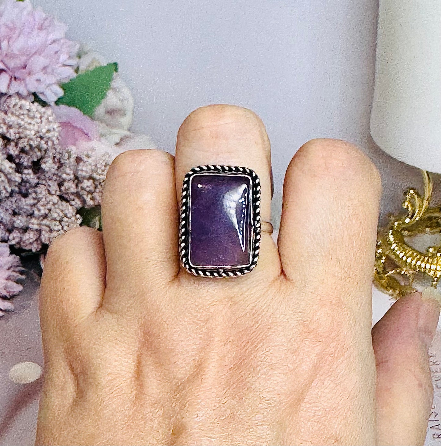 Sterling Silver Amethyst Ring Size 9