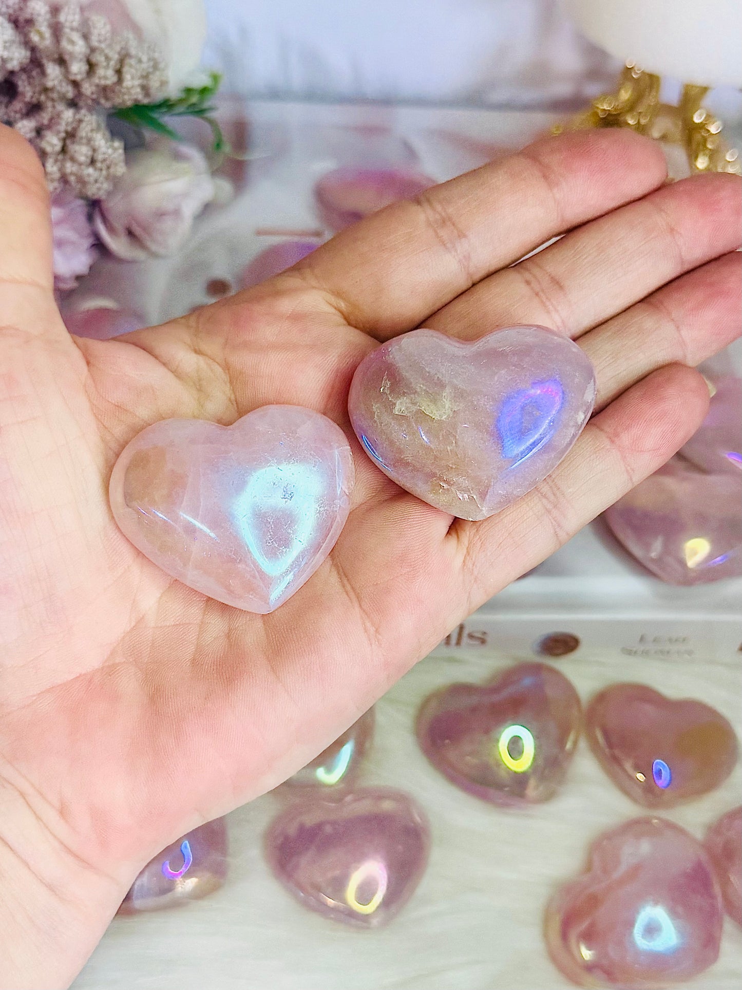 Angel Aura Rose Quartz Hearts $10 each x
