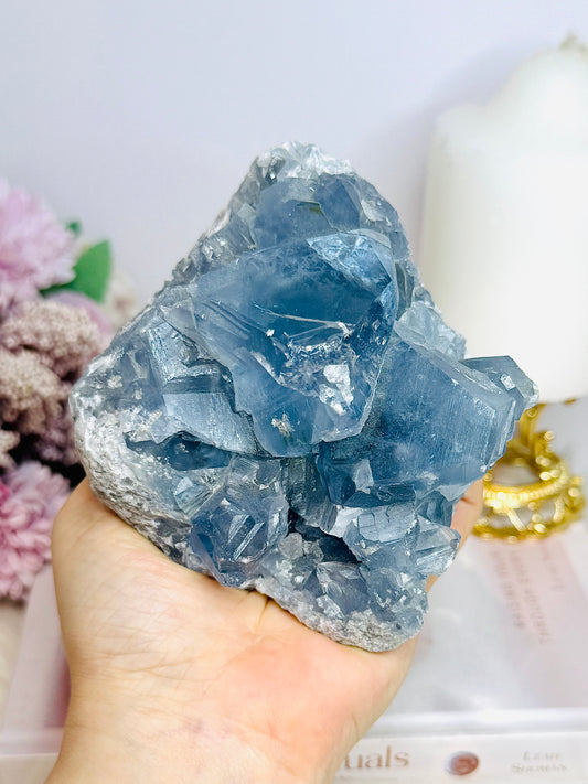 High Grade Natural Blue Celestite Large Freeform 1.12KG